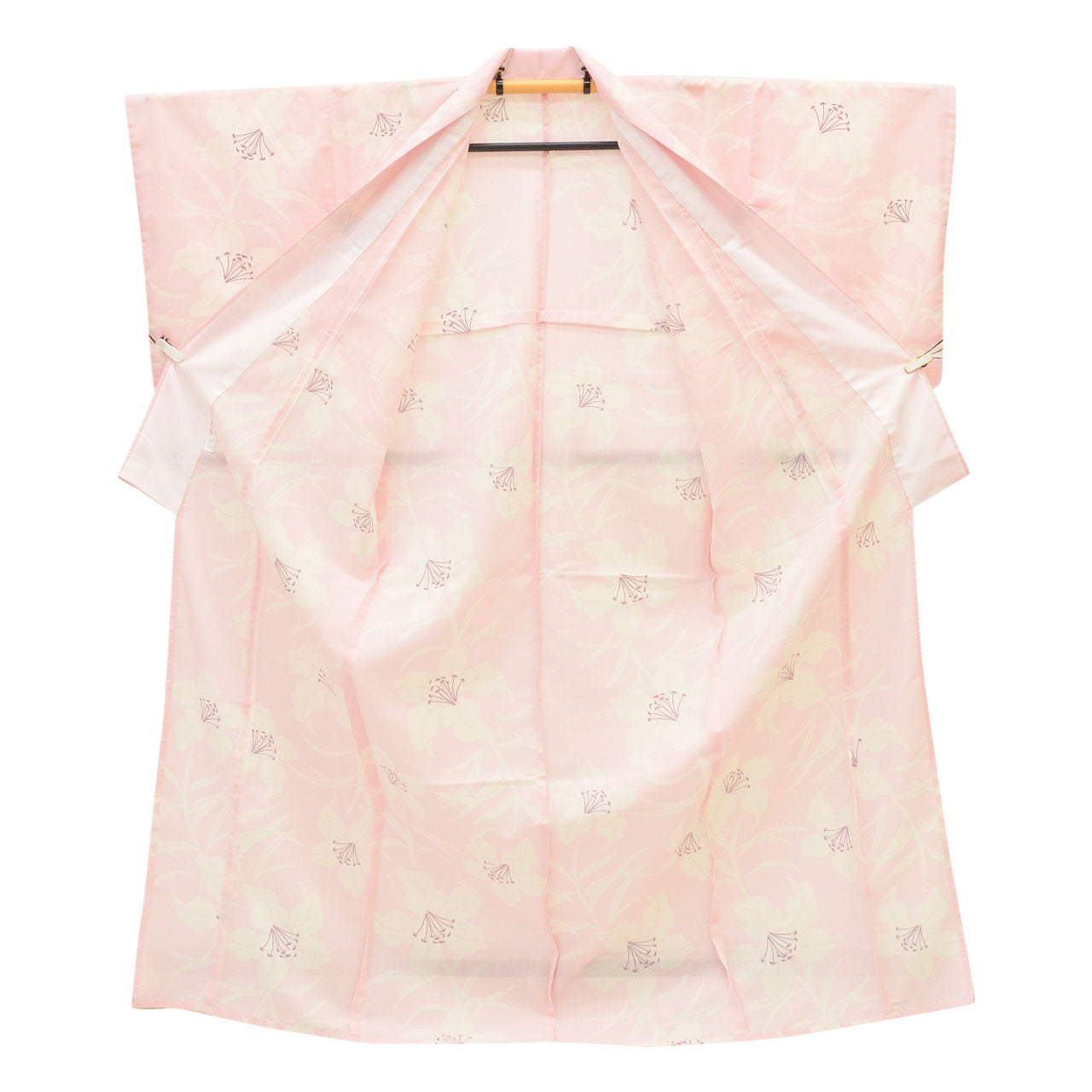 Vintage Japanese Kimono | Summer Komon | Pink Synthetic | Lily Pattern | Washable | Size L | Sustainable | uu1533b