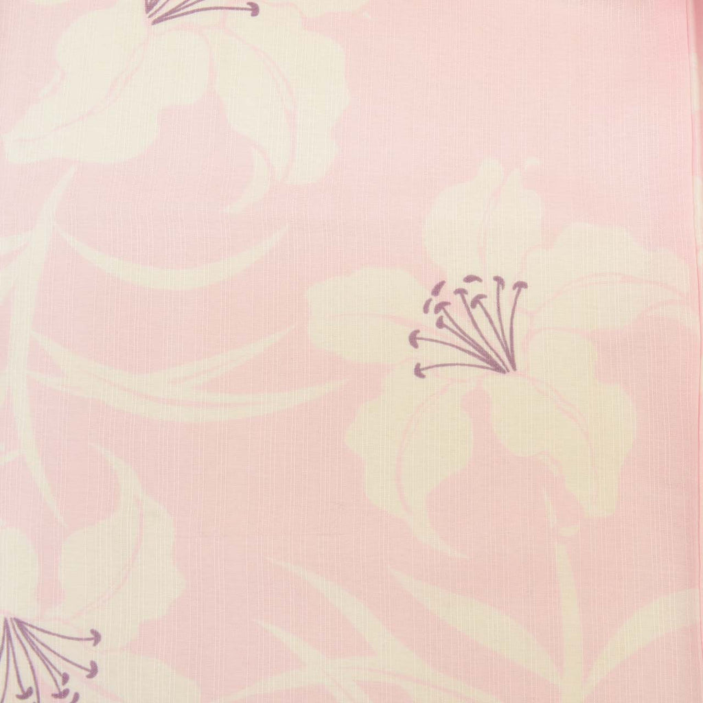 Vintage Japanese Kimono | Summer Komon | Pink Synthetic | Lily Pattern | Washable | Size L | Sustainable | uu1533b
