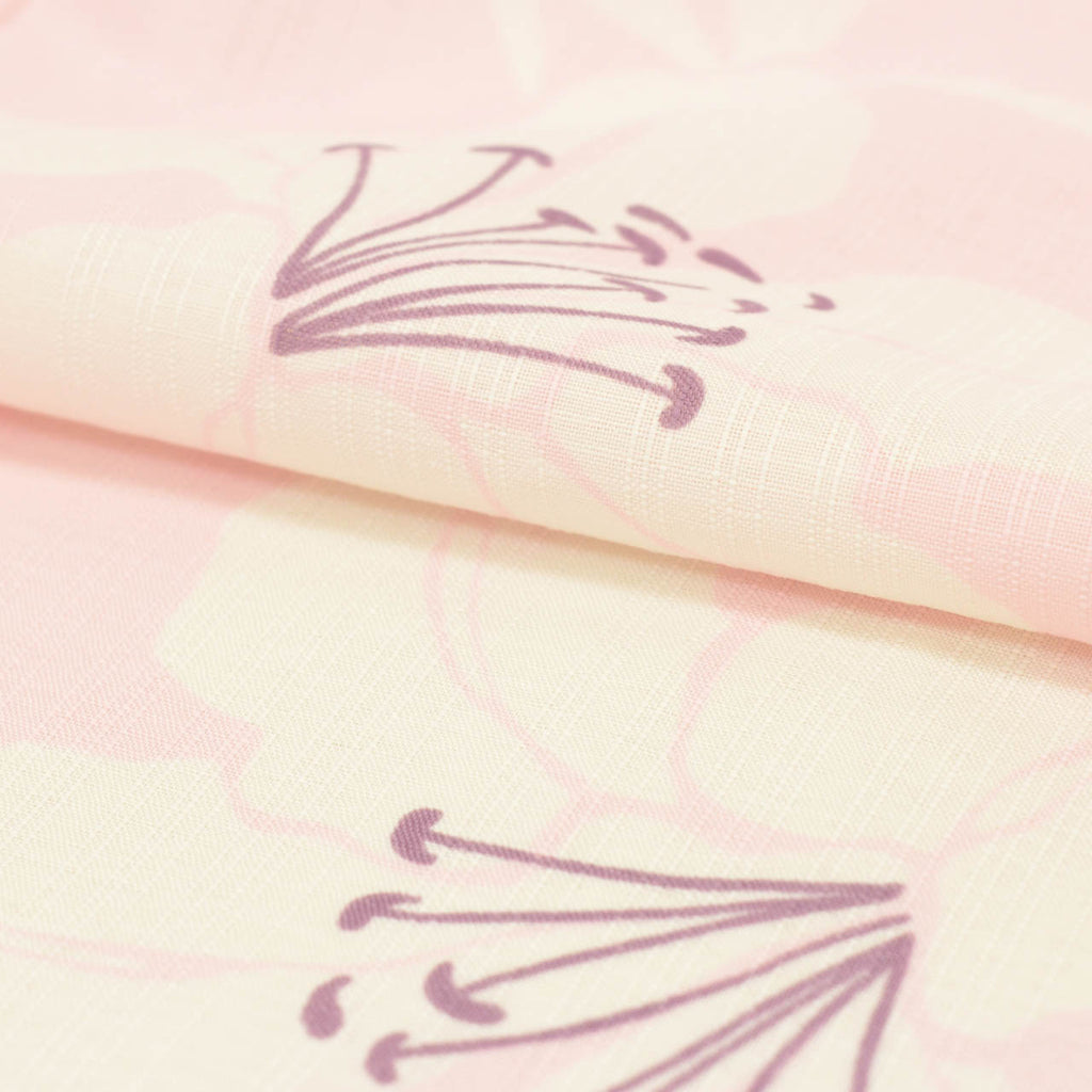 Vintage Japanese Kimono | Summer Komon | Pink Synthetic | Lily Pattern | Washable | Size L | Sustainable | uu1533b