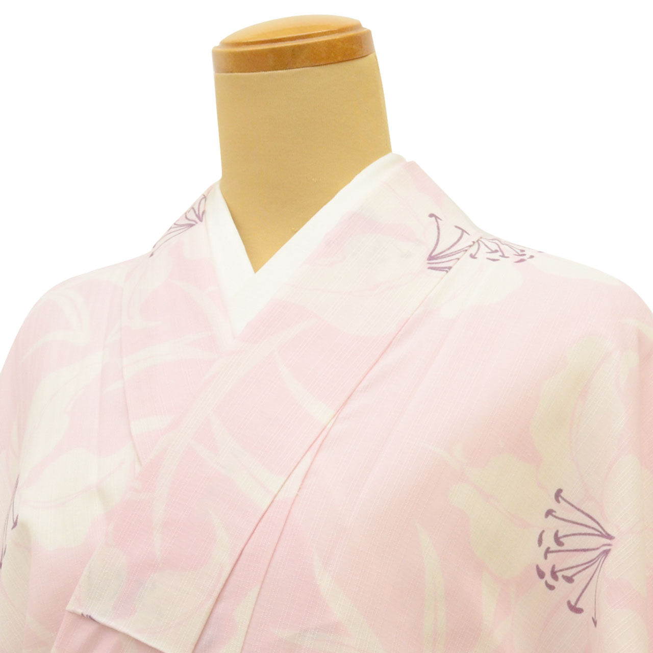 Vintage Japanese Kimono | Summer Komon | Pink Synthetic | Lily Pattern | Washable | Size L | Sustainable | uu1533b