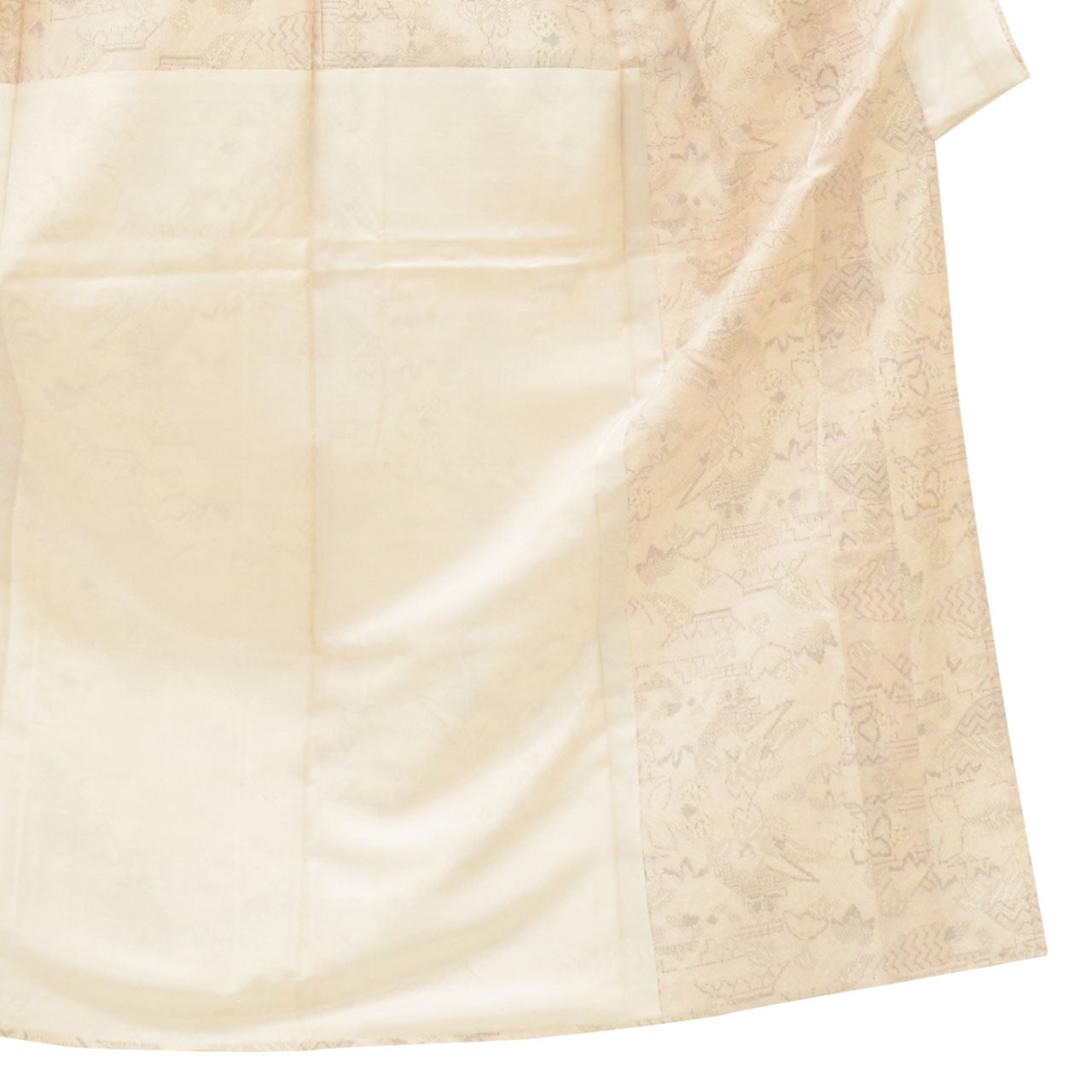 Vintage Japanese Kimono | Tsumugi | Beige Silk | Floral Pattern | Unlined | Size M-L | Sustainable | uu1535b