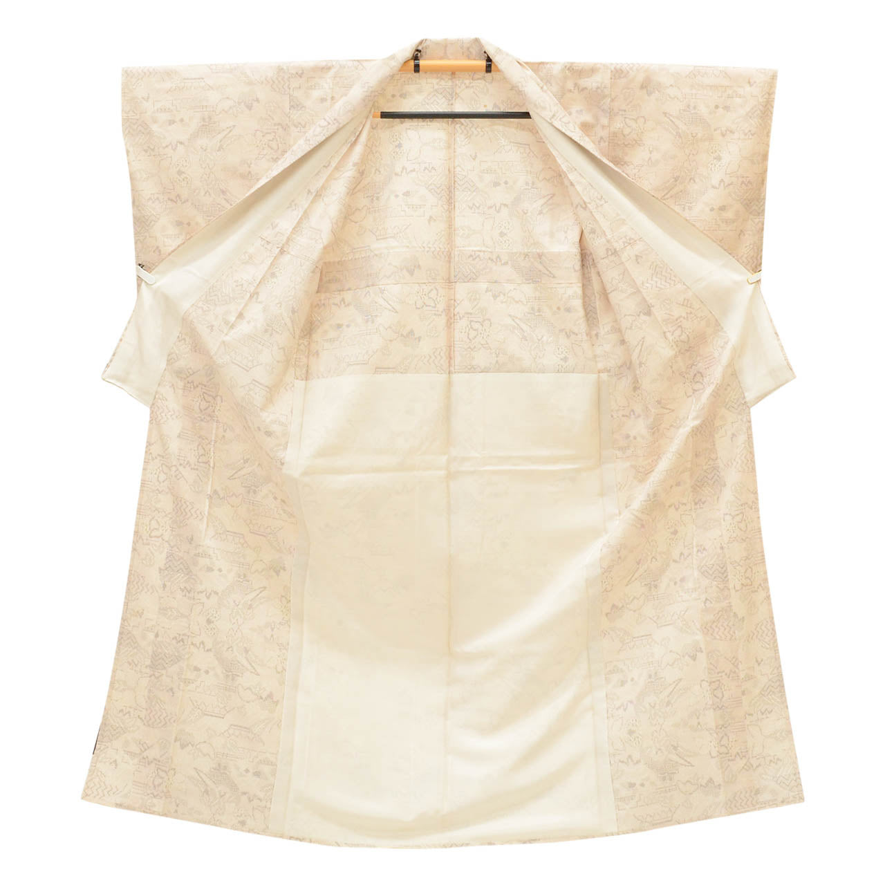 Vintage Japanese Kimono | Tsumugi | Beige Silk | Floral Pattern | Unlined | Size M-L | Sustainable | uu1535b