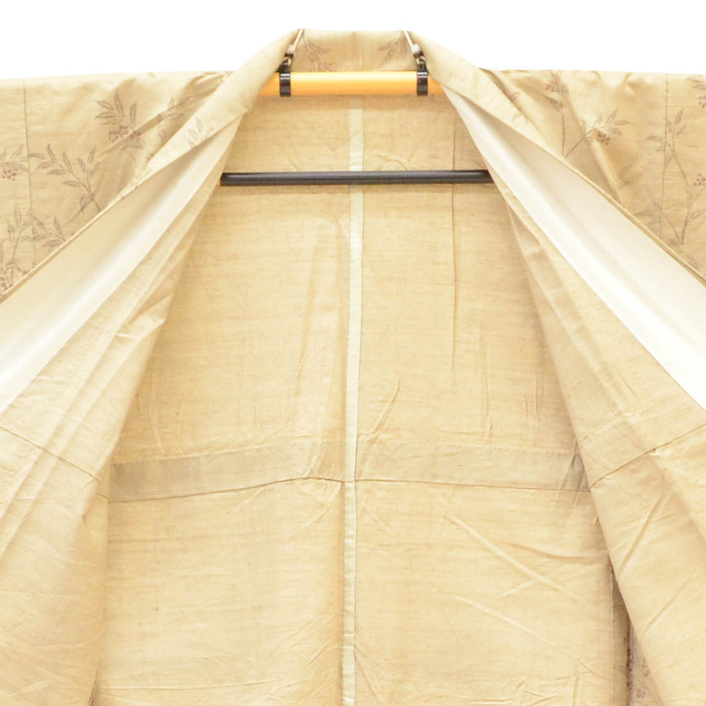 Vintage Japanese Kimono | Tsumugi | Brown Silk | Nandina Berry Pattern | Unlined | Size S-L | Sustainable | uu1550b