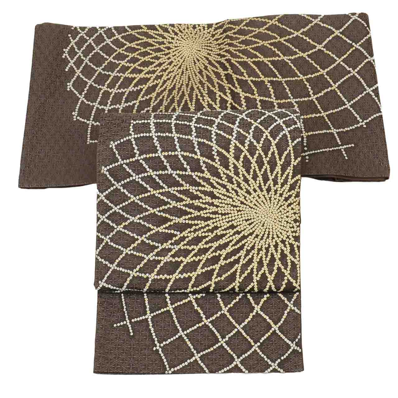 Vintage Japanese Obi | Fukuro Obi | Brown Silk | Large Floral | Kano Miyuki Nishijin | Gold Thread | Sustainable | uu1579b
