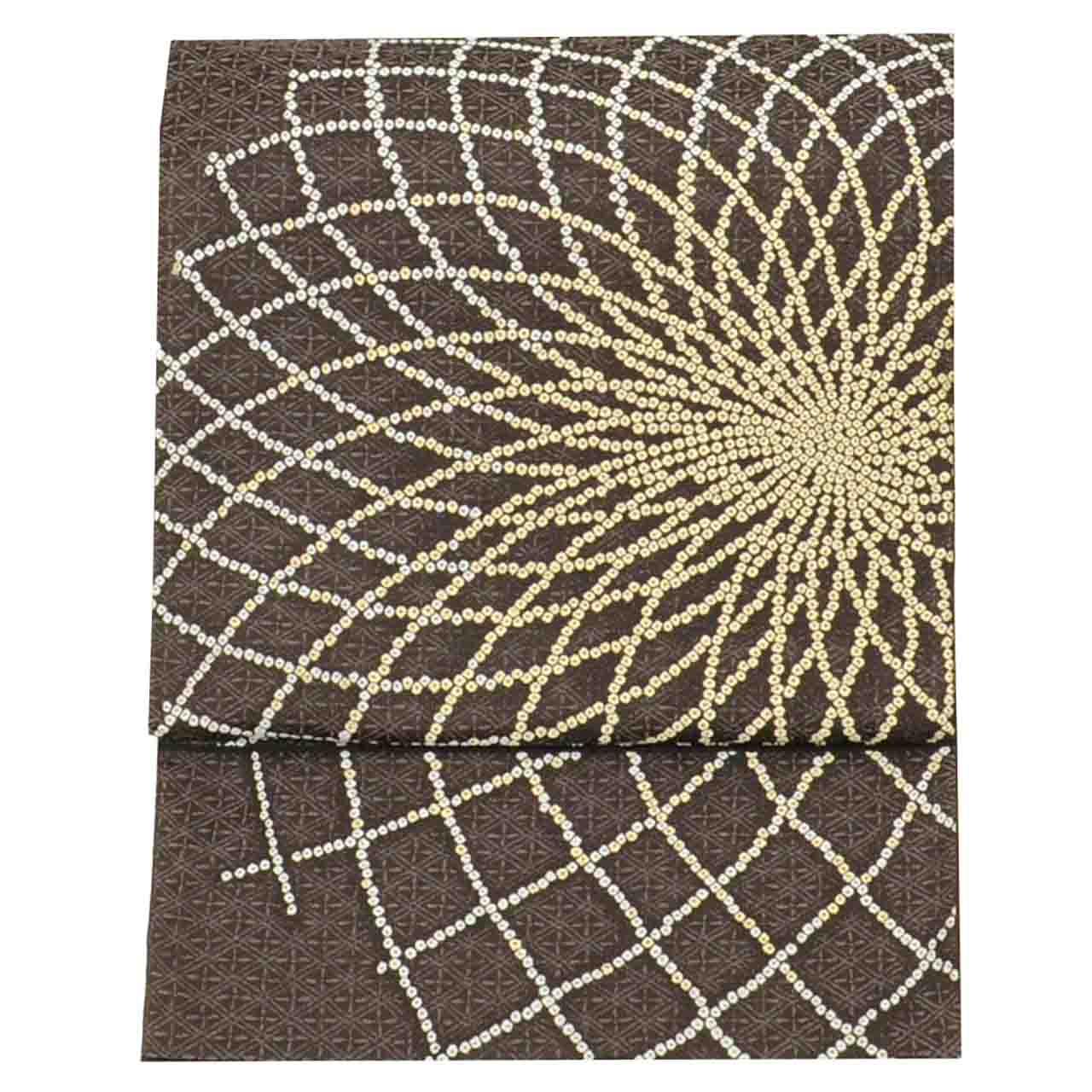 Vintage Japanese Obi | Fukuro Obi | Brown Silk | Large Floral | Kano Miyuki Nishijin | Gold Thread | Sustainable | uu1579b