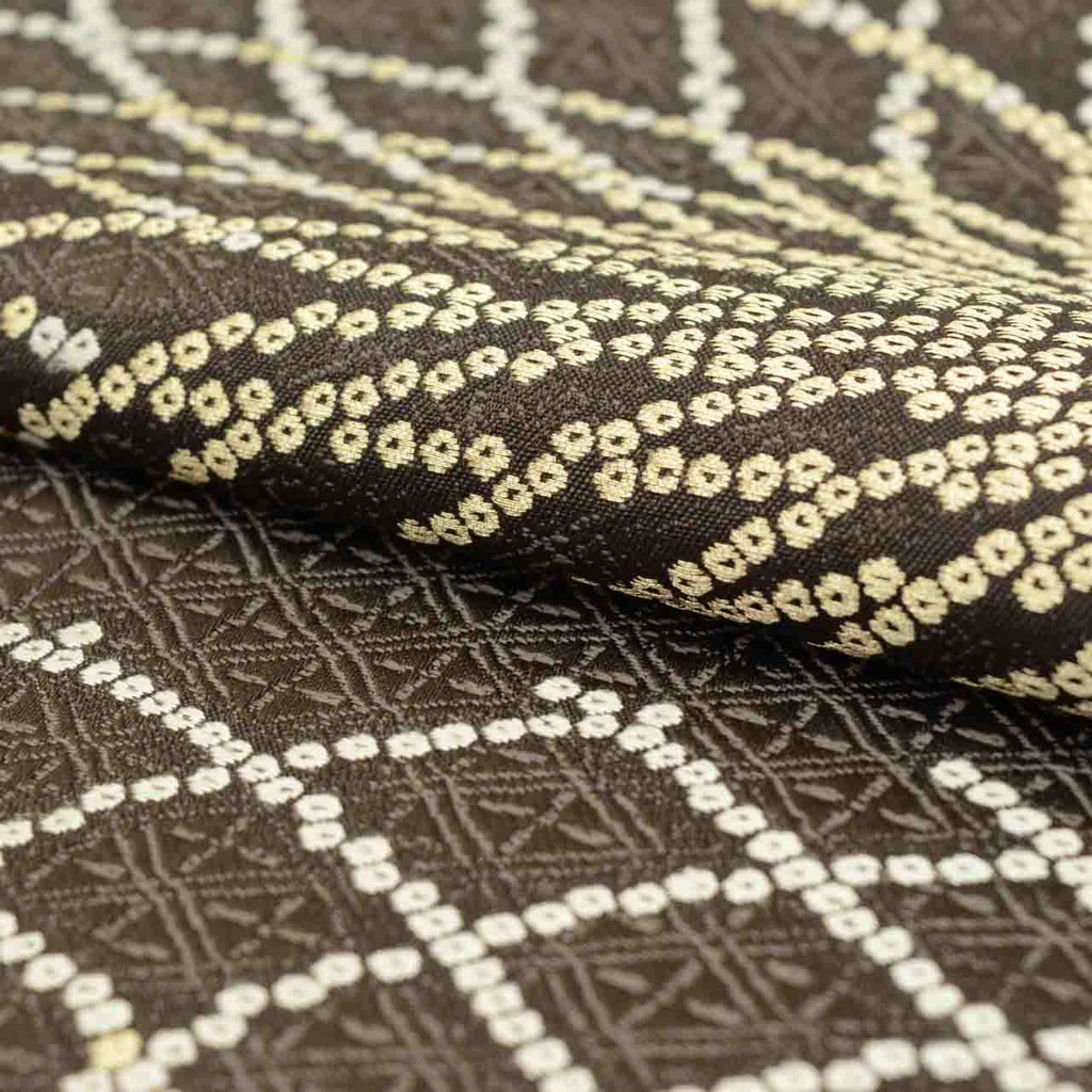 Vintage Japanese Obi | Fukuro Obi | Brown Silk | Large Floral | Kano Miyuki Nishijin | Gold Thread | Sustainable | uu1579b