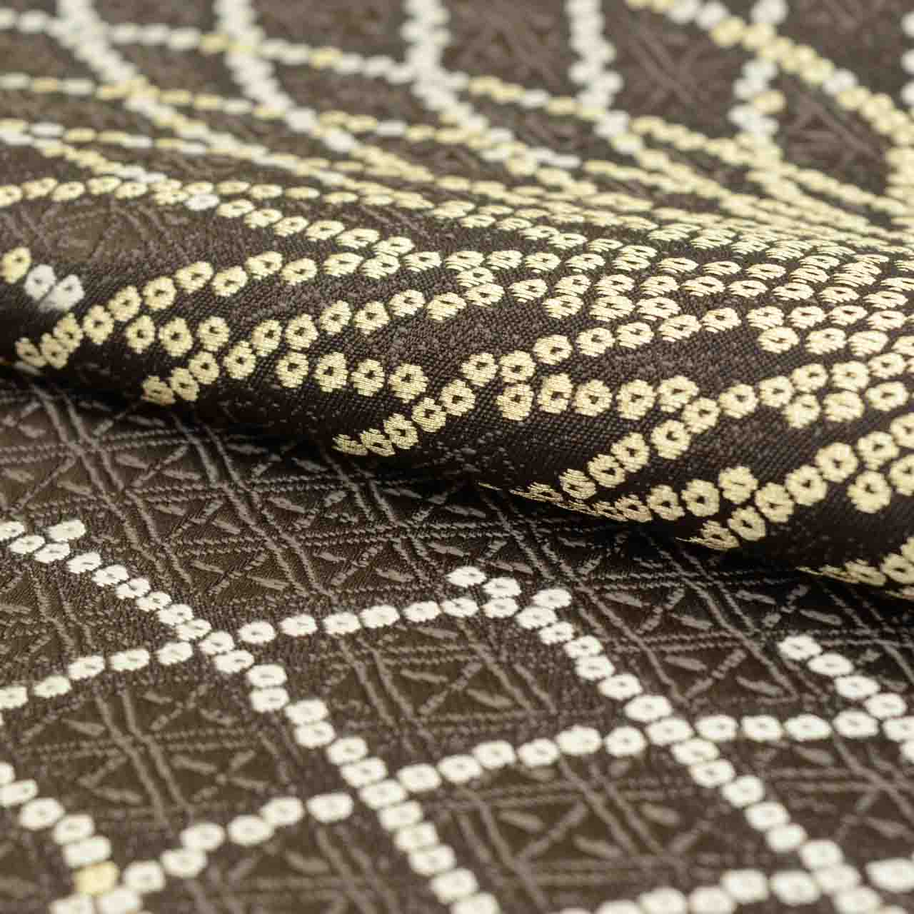 Vintage Japanese Obi | Fukuro Obi | Brown Silk | Large Floral | Kano Miyuki Nishijin | Gold Thread | Sustainable | uu1579b