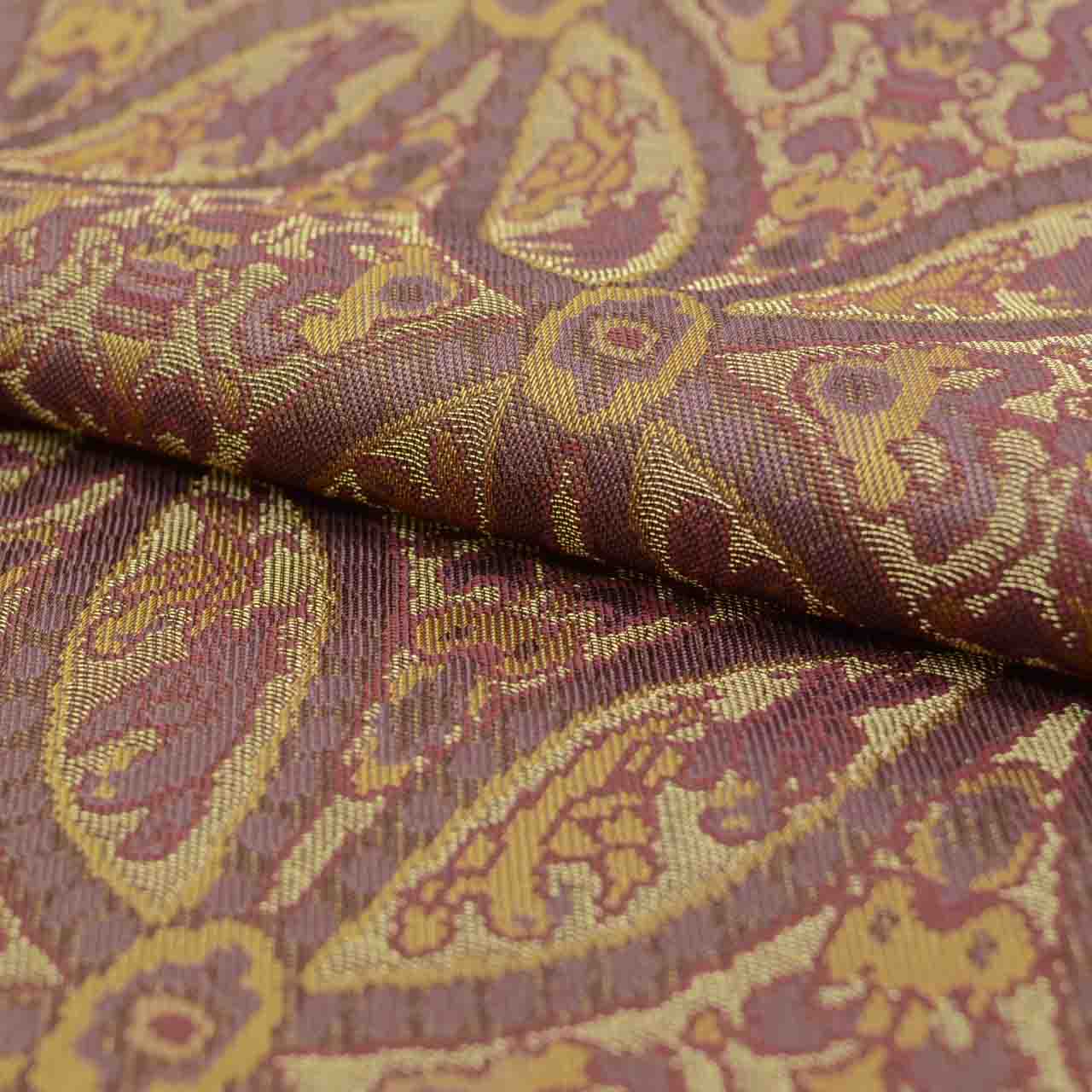 Vintage Japanese Obi | Maru-obi | Purple Silk | Shippo Pattern | Gold Thread | Reversible | Excellent | Sustainable | uu1584b