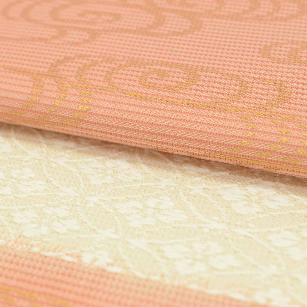 Vintage Japanese Obi | Summer Fukuro Obi | White Pink Silk Ro | Shippo Kanze Water | Gold Thread | Excellent | Sustainable | uu1589b