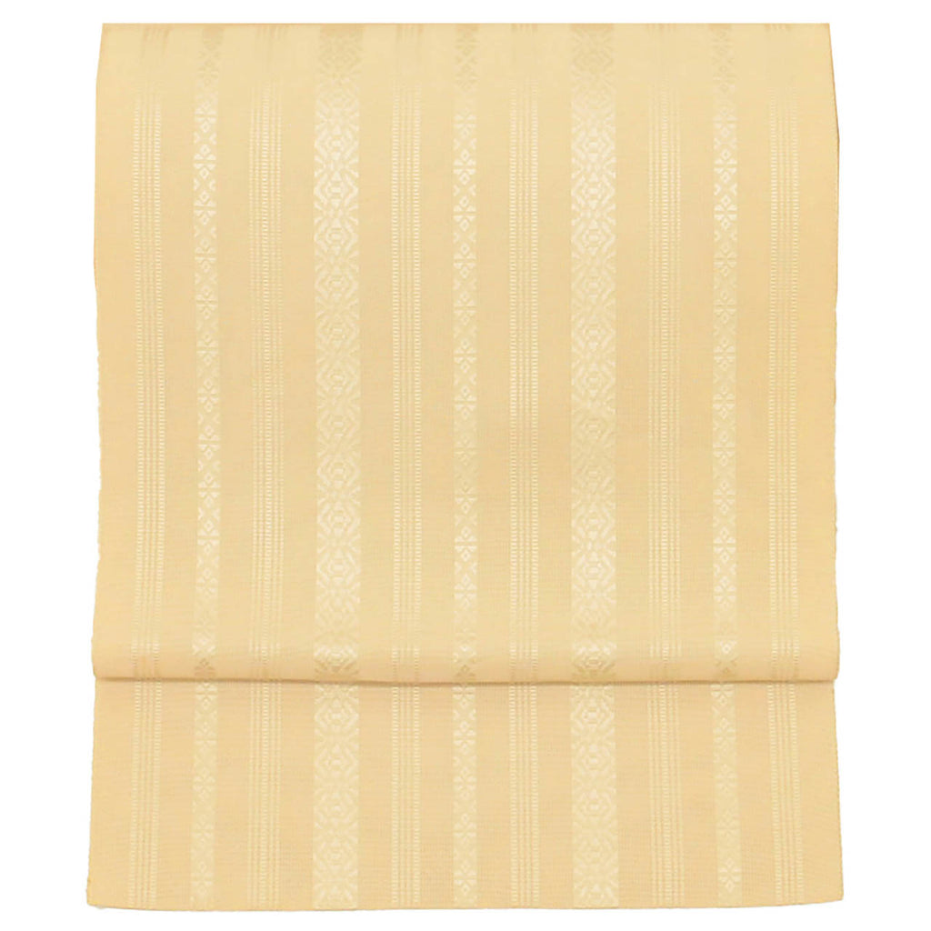 Vintage Japanese Obi | Summer Nagoya Obi | Beige Silk | Dokko Pattern | Hakata-ori Sha | Eight-sun | Sustainable | uu1596b