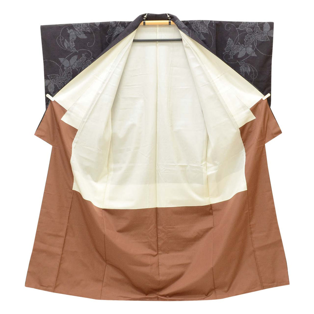 Vintage Japanese Kimono | Yuki Tsumugi | Navy Silk | Butterfly Tortoiseshell Kasuri | UNESCO Heritage | Size M-L | Sustainable | uu1602b