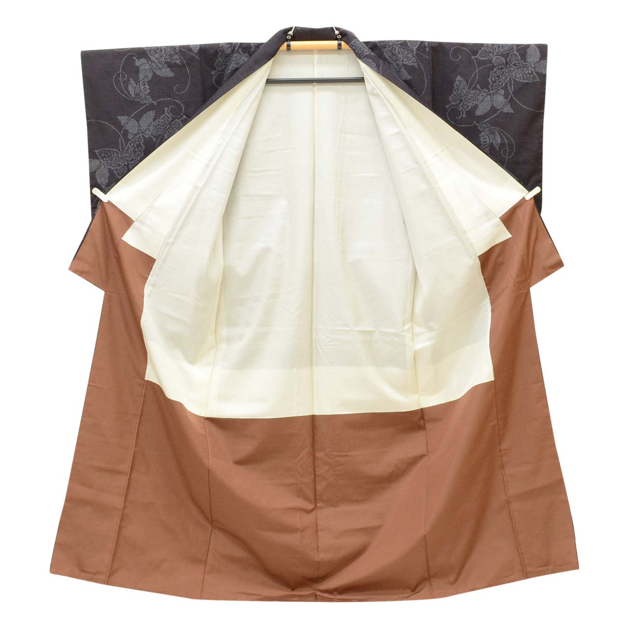 Vintage Japanese Kimono | Yuki Tsumugi | Navy Silk | Butterfly Tortoiseshell Kasuri | UNESCO Heritage | Size M-L | Sustainable | uu1602b