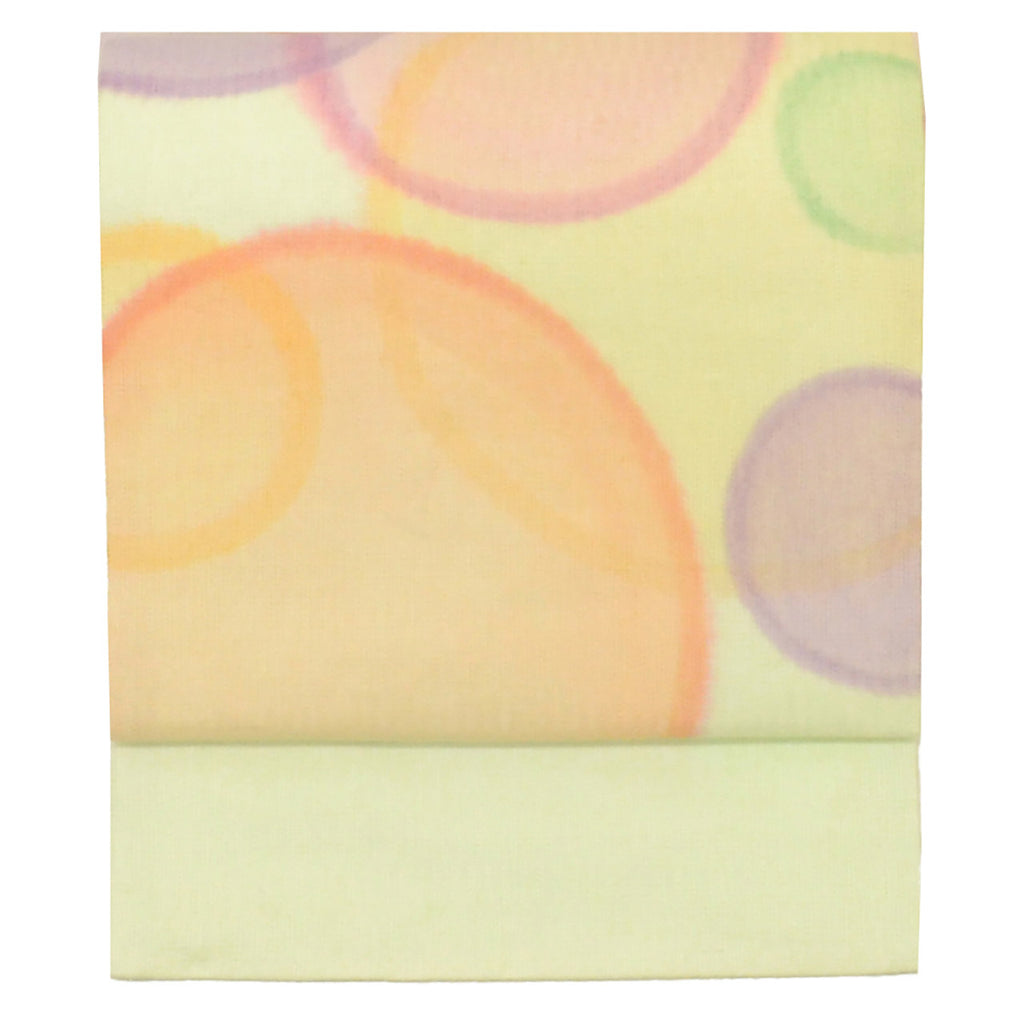 Vintage Japanese Obi | Nagoya Obi | Green Cotton | Circle Pattern | Dye-painted | Casual | Sustainable | uu1608b