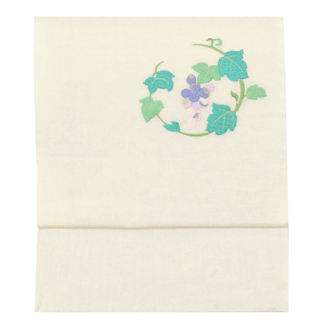Vintage Japanese Obi | Nagoya Obi | Linen | Grape Pattern | Embroidery | Eight-sun | Casual | Sustainable | uu1613b