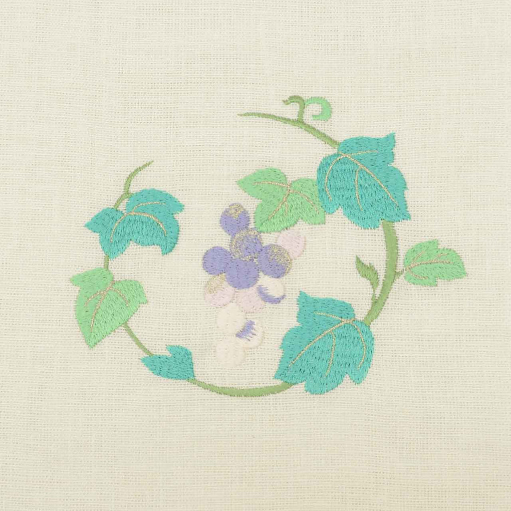 Vintage Japanese Obi | Nagoya Obi | Linen | Grape Pattern | Embroidery | Eight-sun | Casual | Sustainable | uu1613b