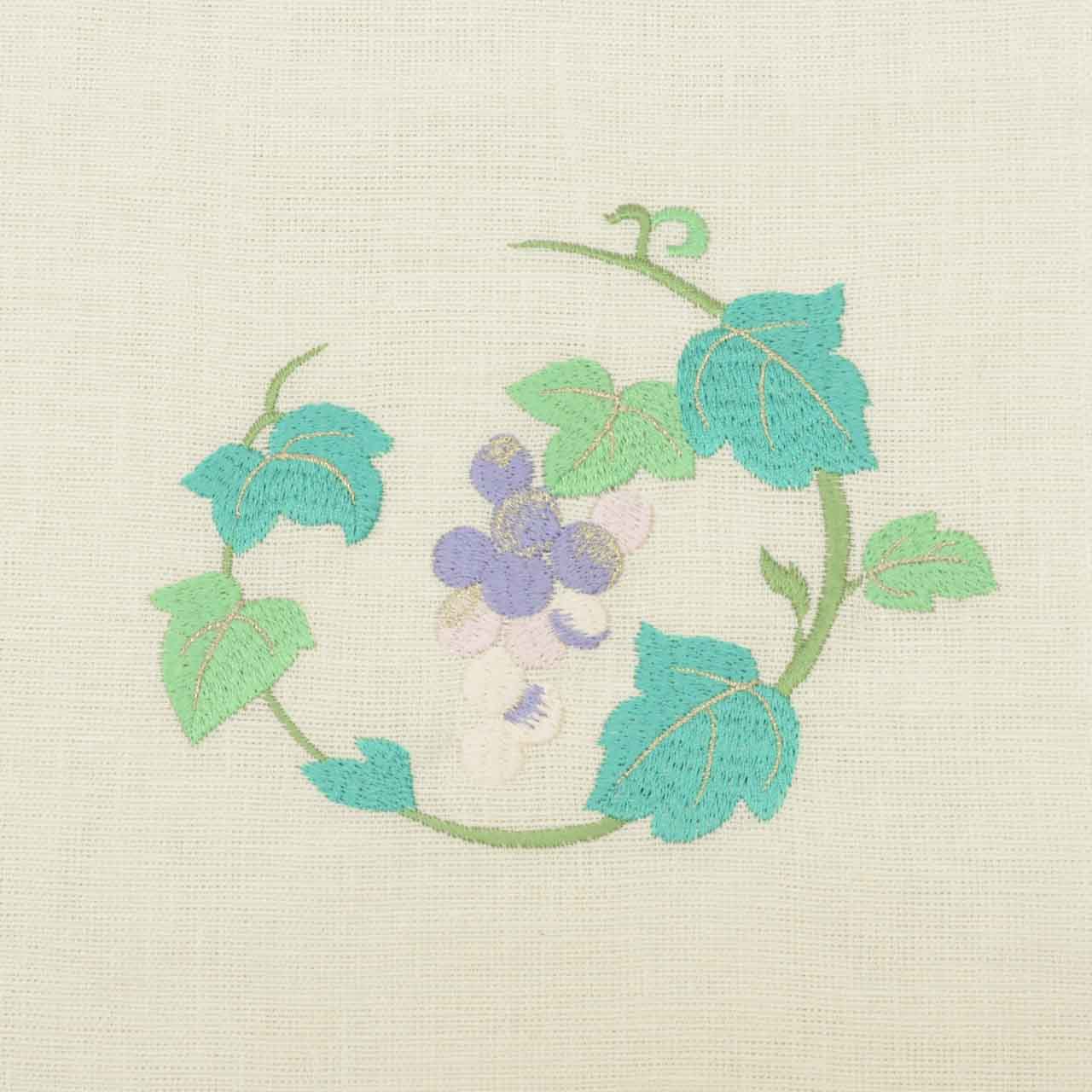 Vintage Japanese Obi | Nagoya Obi | Linen | Grape Pattern | Embroidery | Eight-sun | Casual | Sustainable | uu1613b