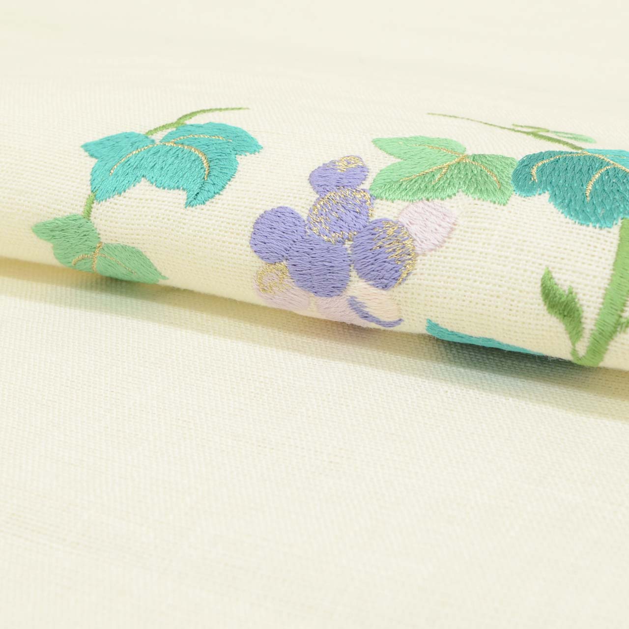 Vintage Japanese Obi | Nagoya Obi | Linen | Grape Pattern | Embroidery | Eight-sun | Casual | Sustainable | uu1613b
