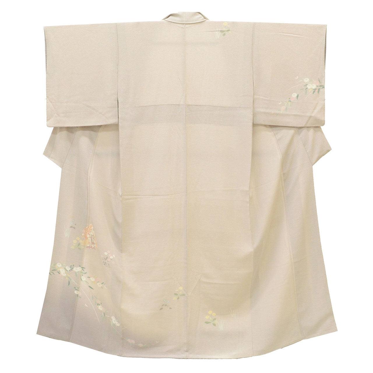 Vintage Japanese Kimono | Tsukesage | Gray Silk | Children Botanical | Kaga Yuzen | Petite Size S | Sustainable | uu1624b