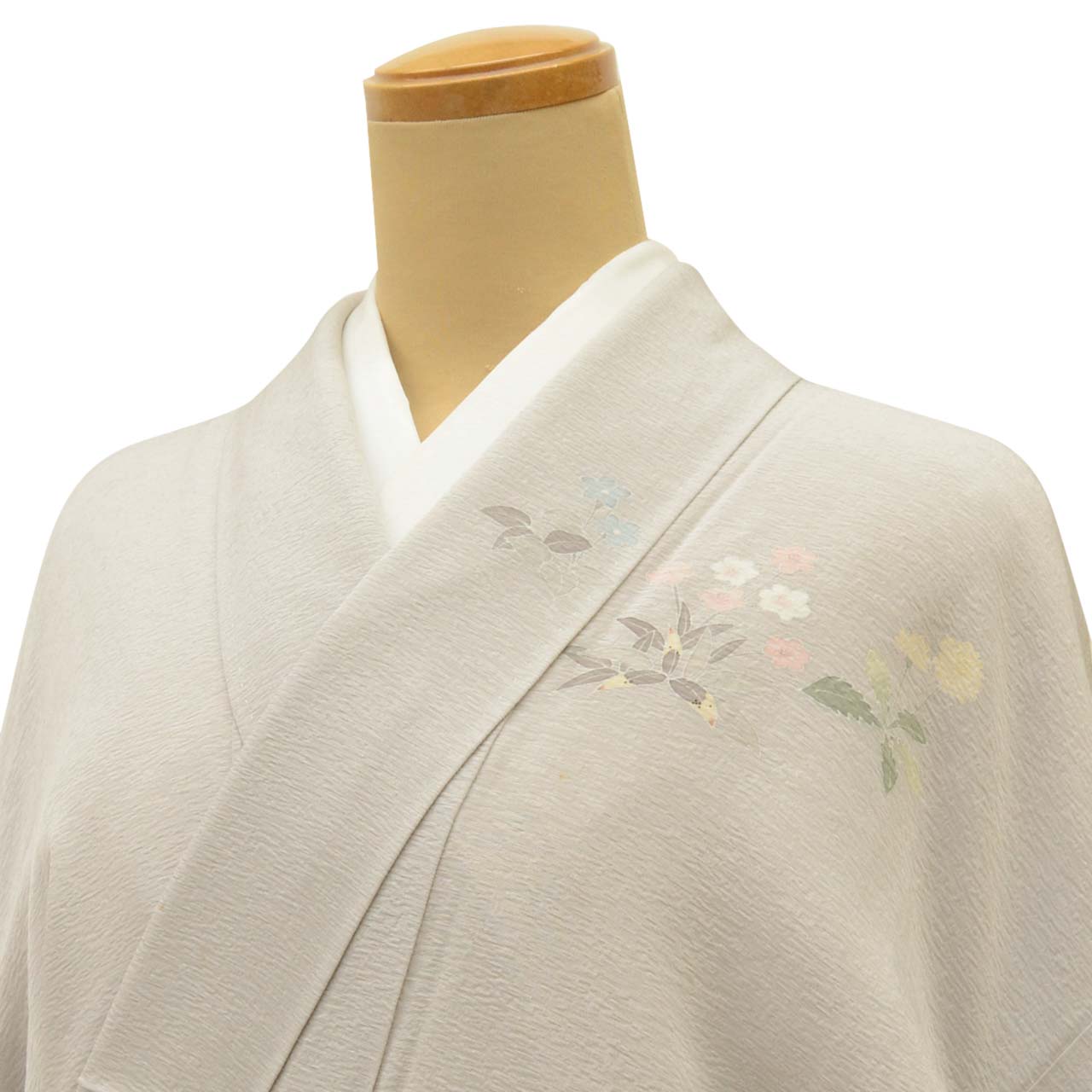 Vintage Japanese Kimono | Tsukesage | Gray Silk | Children Botanical | Kaga Yuzen | Petite Size S | Sustainable | uu1624b