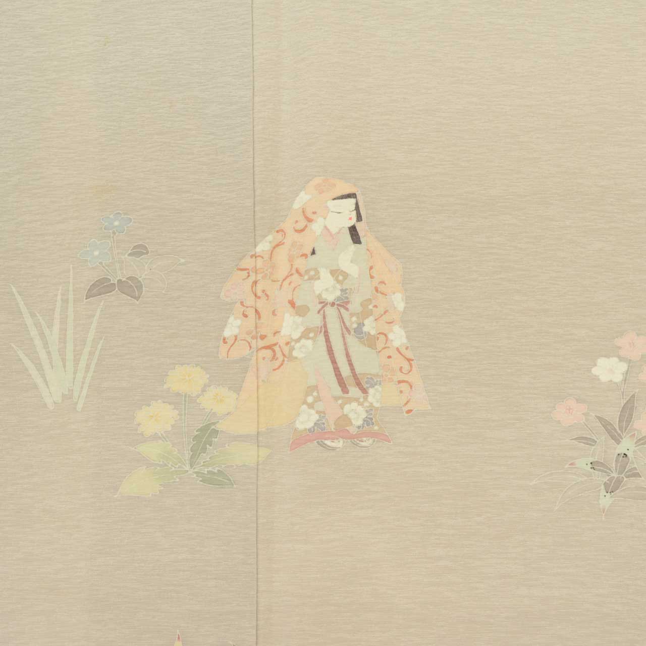Vintage Japanese Kimono | Tsukesage | Gray Silk | Children Botanical | Kaga Yuzen | Petite Size S | Sustainable | uu1624b
