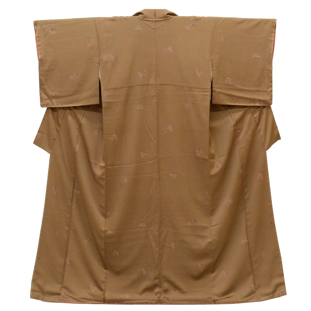 [Used] Recycled Kimono, Komon style, Pure Silk, Size L, Excellent Condition, Length 162.0cm (63.8in), Sleeve Length 64.7cm (25.5in), Lined, Ready-made, Beautiful Condition, Unused, Brown, Toy uu1625b 