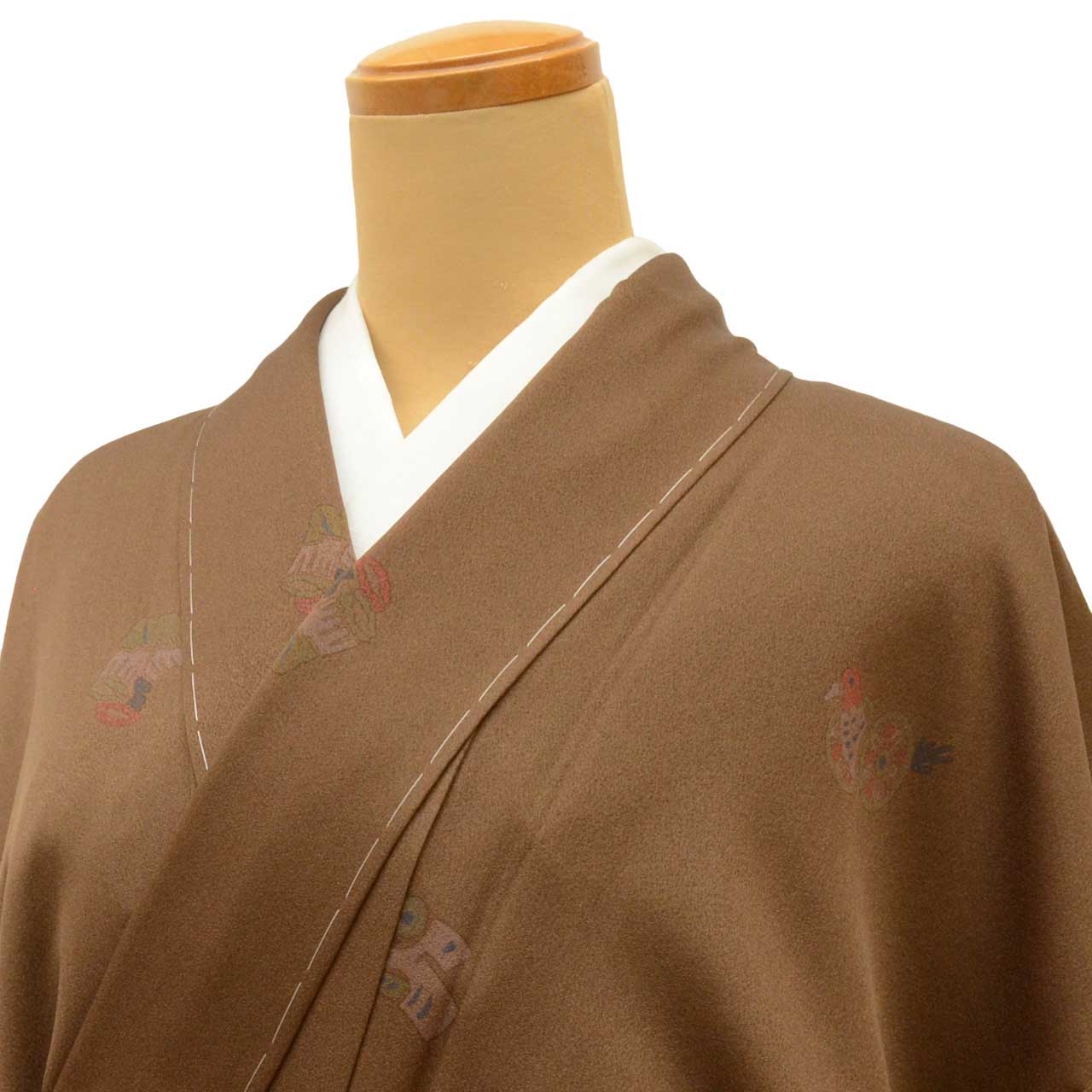 [Used] Recycled Kimono, Komon style, Pure Silk, Size L, Excellent Condition, Length 162.0cm (63.8in), Sleeve Length 64.7cm (25.5in), Lined, Ready-made, Beautiful Condition, Unused, Brown, Toy uu1625b 