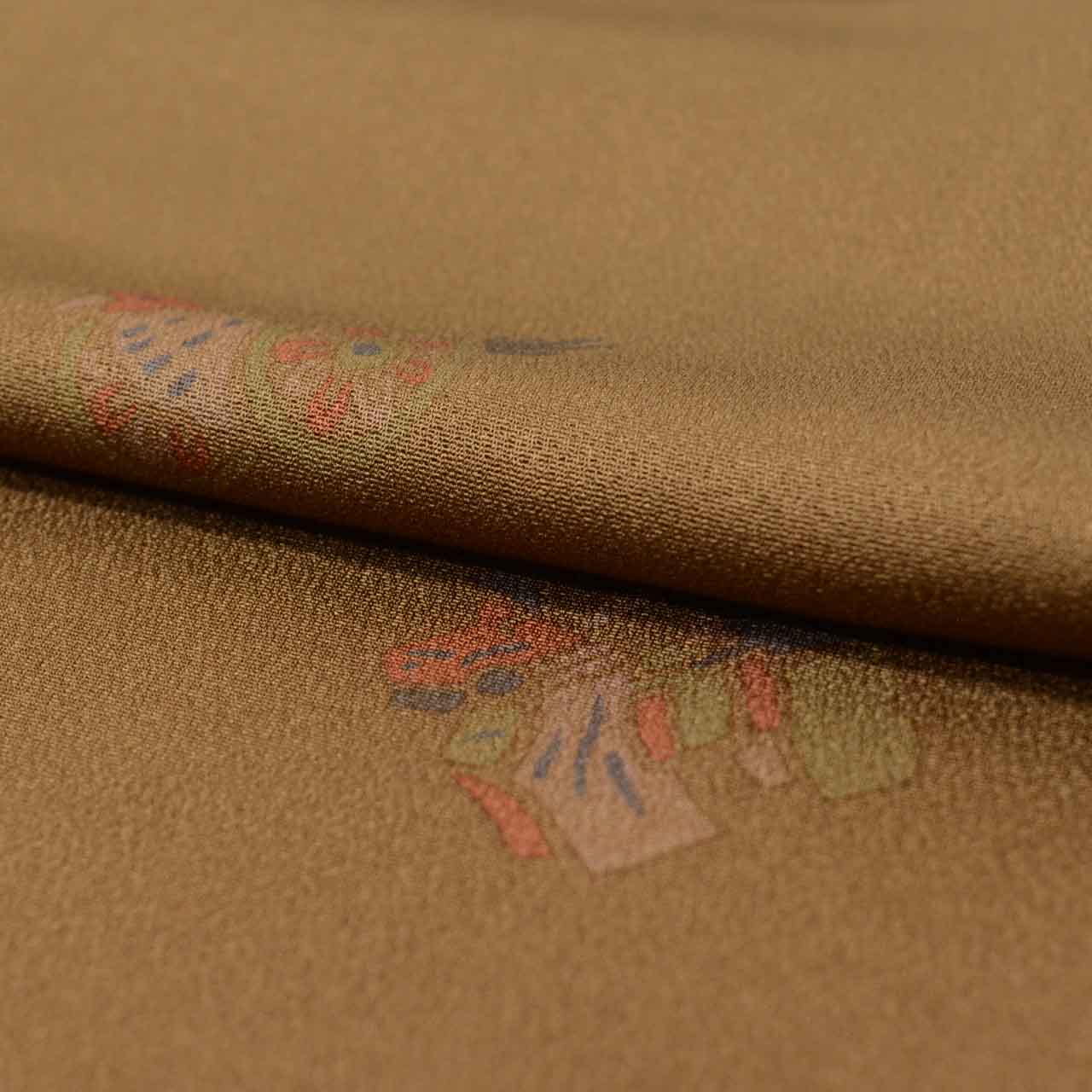 [Used] Recycled Kimono, Komon style, Pure Silk, Size L, Excellent Condition, Length 162.0cm (63.8in), Sleeve Length 64.7cm (25.5in), Lined, Ready-made, Beautiful Condition, Unused, Brown, Toy uu1625b 