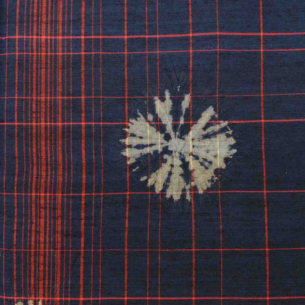 Vintage Japanese Kimono | Tsumugi | Navy Silk | Shibori Lattice Floral | Size M | Sustainable | uu1634b