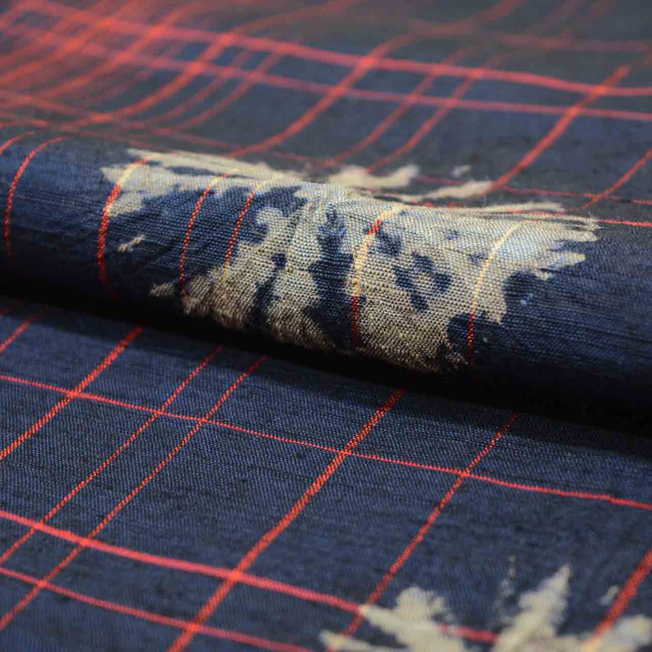 Vintage Japanese Kimono | Tsumugi | Navy Silk | Shibori Lattice Floral | Size M | Sustainable | uu1634b