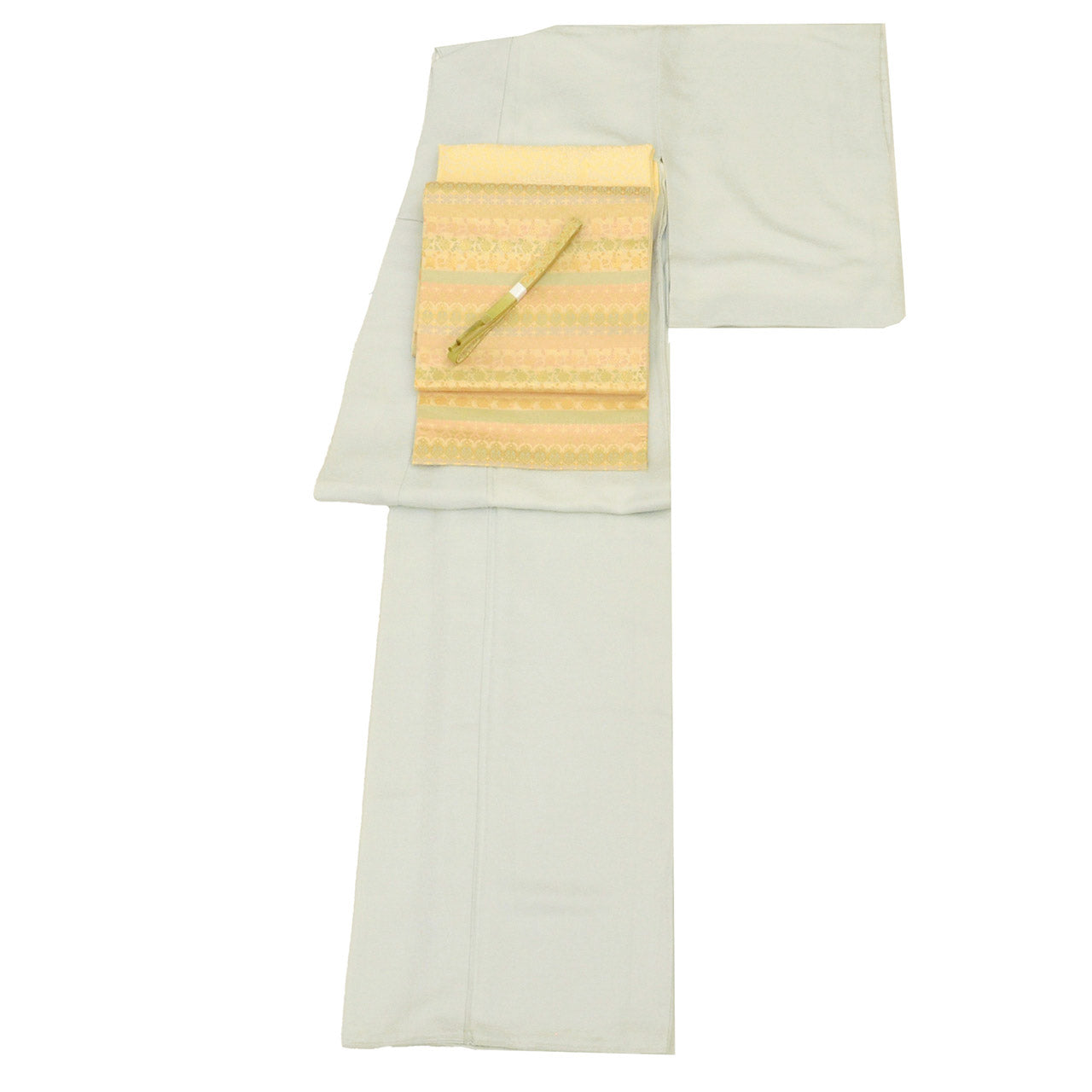 Vintage Japanese Obi | Iro-Muji & Fukuro Obi Coordinated Set | Blue Green Silk | Grape Arabesque | One Crest | Sustainable | uu1640b
