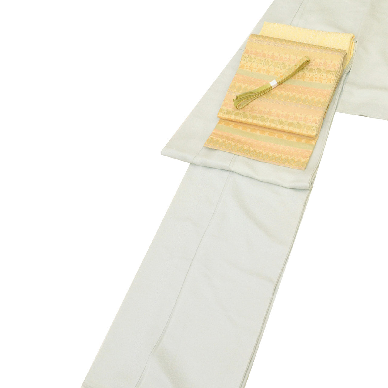 Vintage Japanese Obi | Iro-Muji & Fukuro Obi Coordinated Set | Blue Green Silk | Grape Arabesque | One Crest | Sustainable | uu1640b