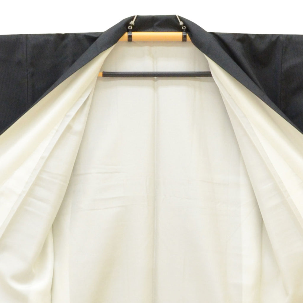 Vintage Japanese Kimono | Tsumugi | Navy Silk | Stripe Pattern | Size L | Sustainable | uu1651b