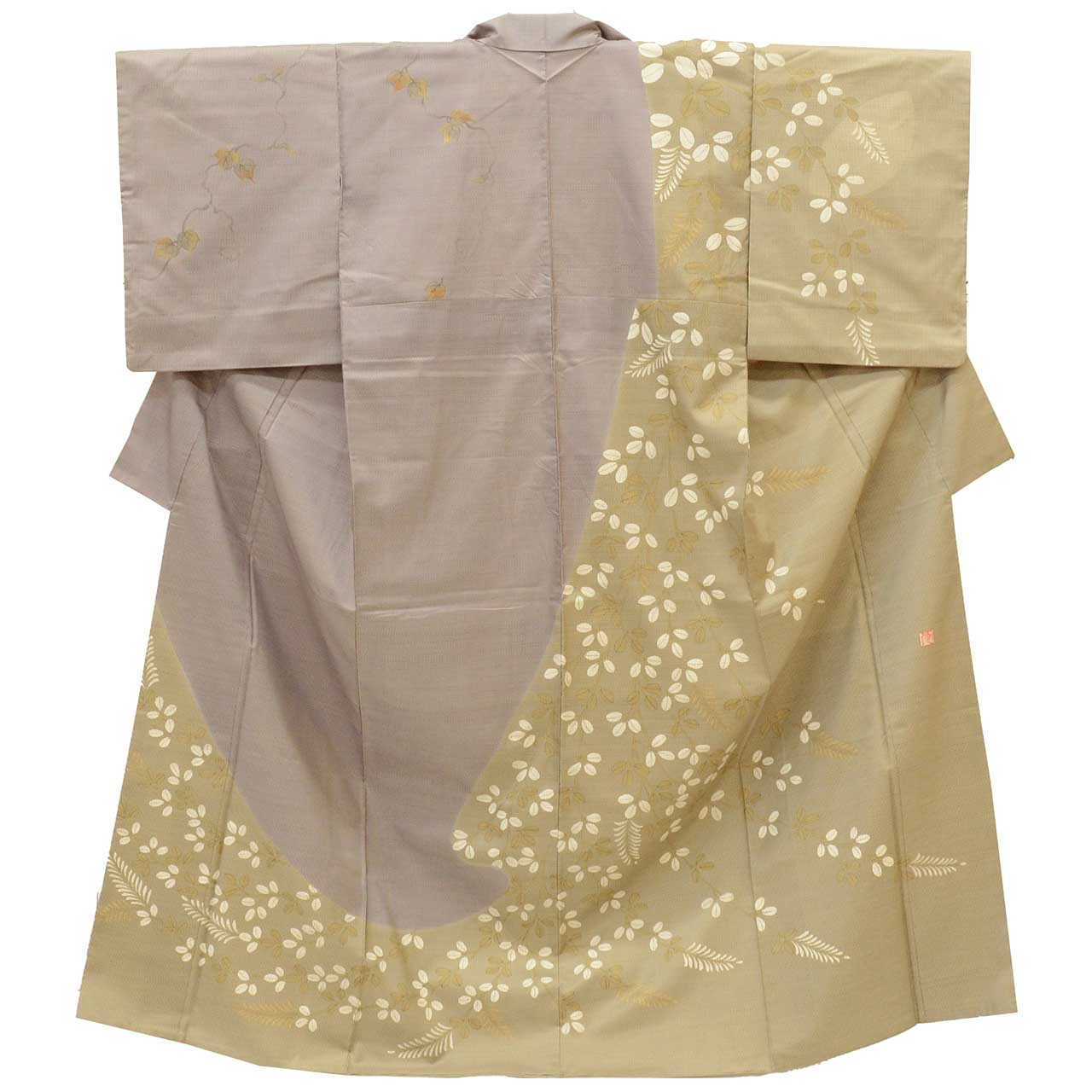 Vintage Japanese Kimono | Oshima Tsumugi | Purple Silk | Hagi Bush Clover | Over-dyed | Artist Signed | Size M-L | Sustainable | uu1652b