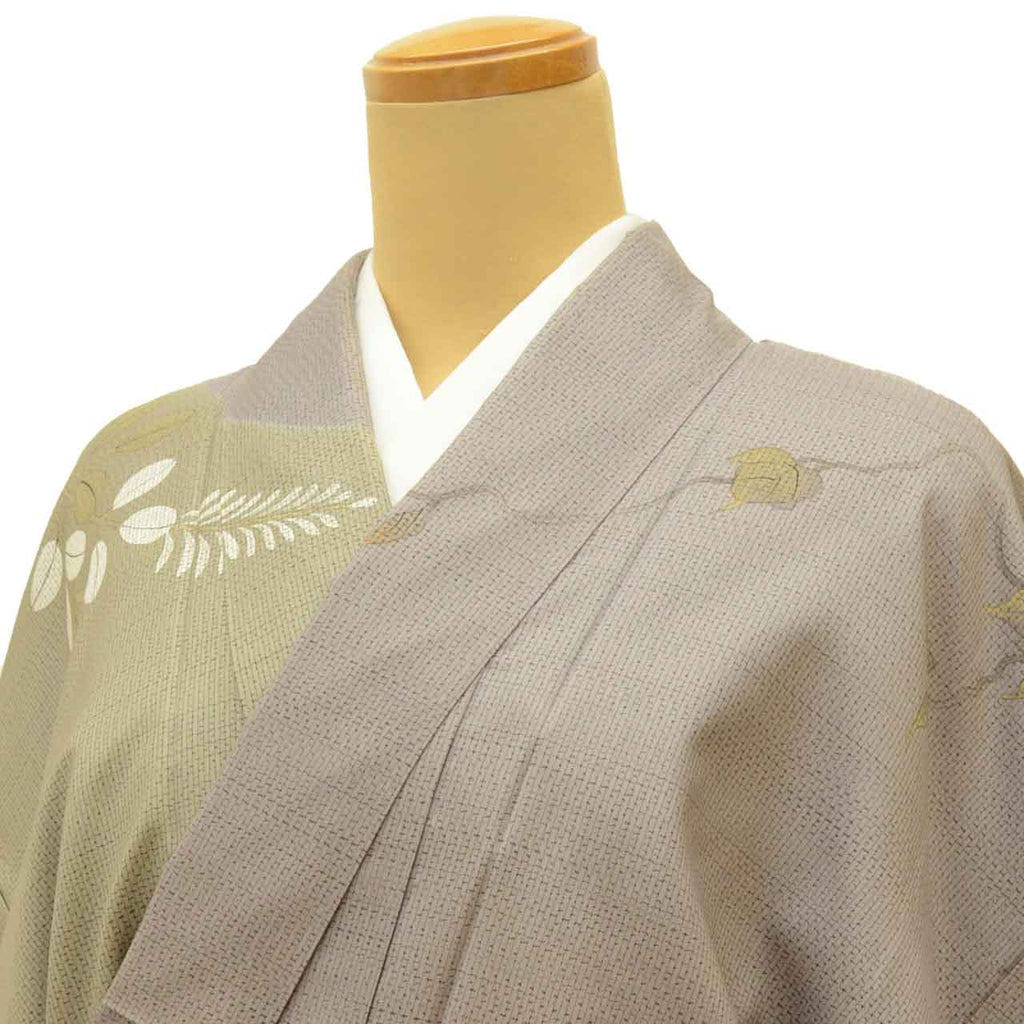 Vintage Japanese Kimono | Oshima Tsumugi | Purple Silk | Hagi Bush Clover | Over-dyed | Artist Signed | Size M-L | Sustainable | uu1652b