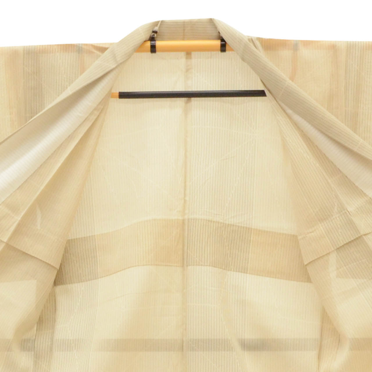 Vintage Japanese Kimono | Summer Akashi-chijimi | Beige Silk | Hemp Leaf | Certified | Excellent | Size L-L | Sustainable | uu1659b