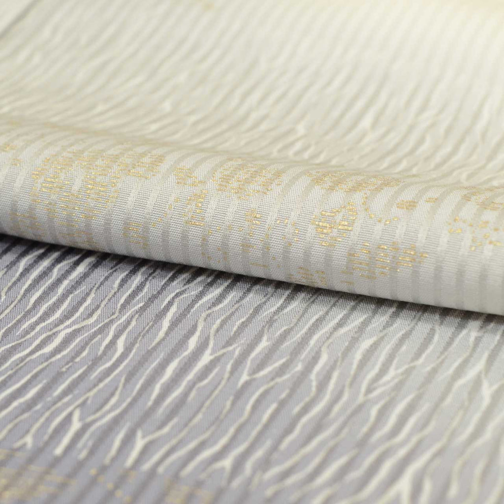 [Used] Recycled Kimono, Visiting Kimono, Pure Silk, Size M, Excellent Condition, Length 160cm, Sleeve Length 64.8cm, Lined, Ready-made, Beautiful Condition, Unused, Tango Chirimen Silk, Gold Leaf, Gray, Hemp Leaf Pattern, Reused uu1661b 