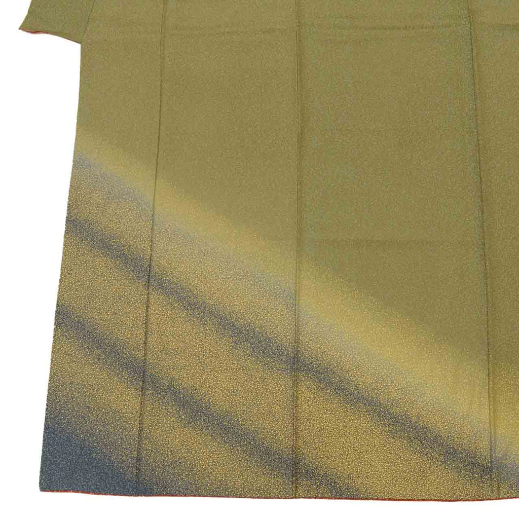 [Used] Recycled Kimono, Visiting Kimono, Pure Silk, Size M, Good Condition, Length 160.5cm (63.2in), Sleeve Length 65.8cm (25.9in), Lined, Ready-made, Gold Embroidery, Green, Large and Small Arare Pattern, Reused uu1662b 