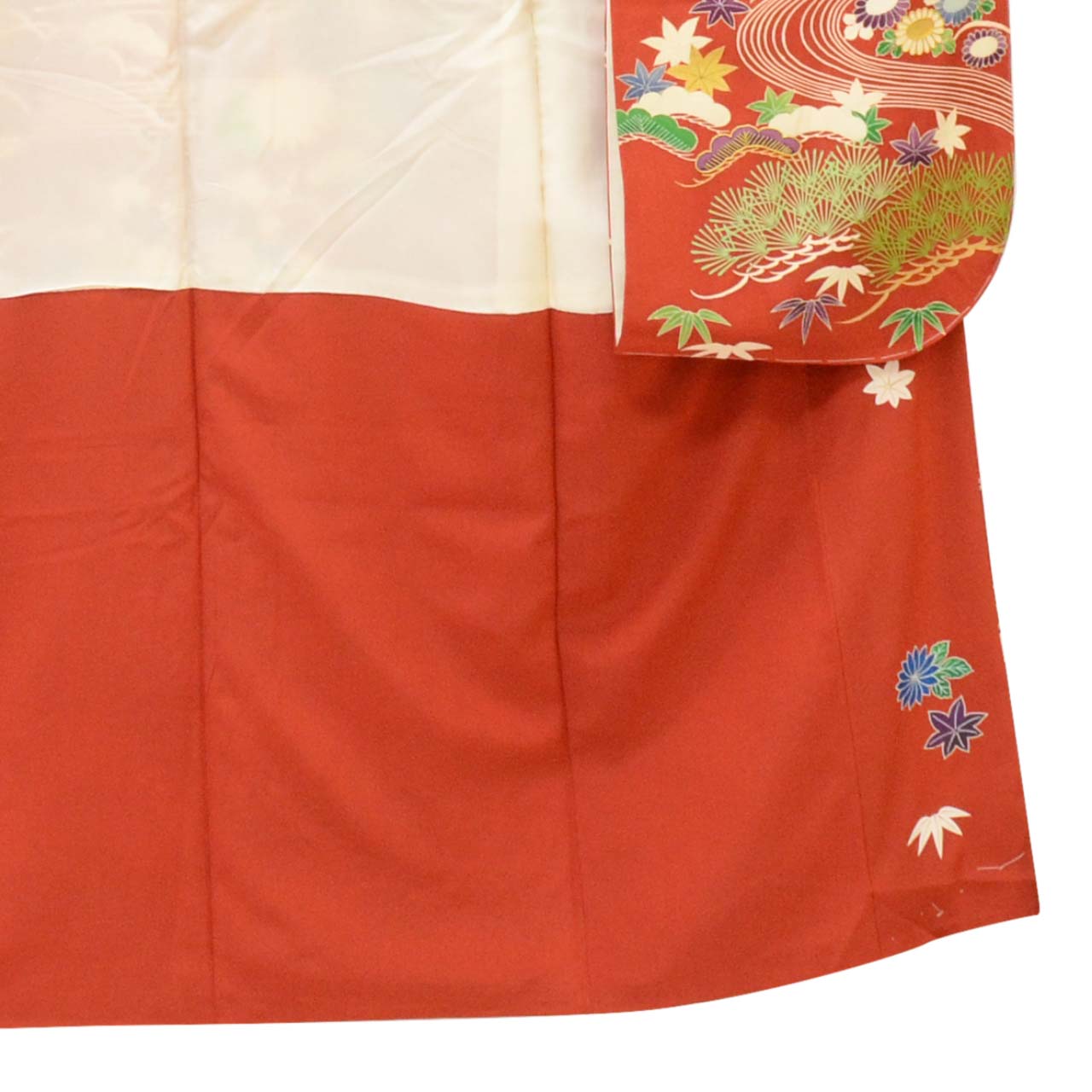[Used] Recycled Kimono, Furisode (long-sleeved kimono), Vintage Furisode, Pure Silk, Size LL (for tall, plus-size, slightly plump), Good Condition, Length 173.5cm (68.3in), Sleeve Length 68.5cm (27.0in), Lined, Ready-made, uu1680b 