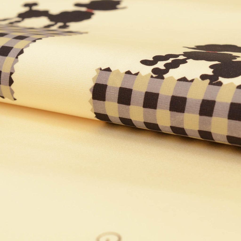 Vintage Japanese Obi | Nagoya Obi | Cream Silk Habutae | Toy Poodle Tartan | Dye-painted | Excellent | Sustainable | uu1692b