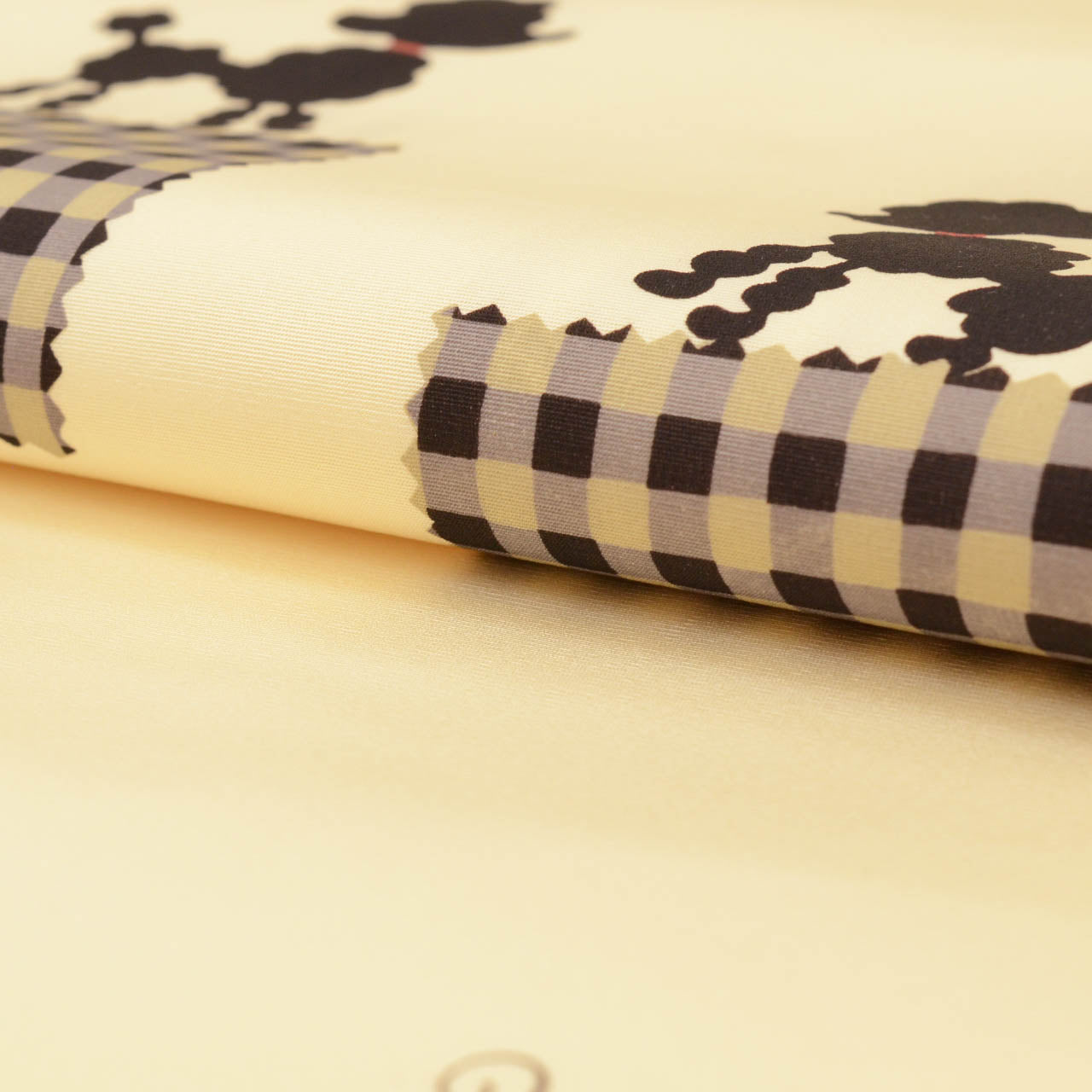 Vintage Japanese Obi | Nagoya Obi | Cream Silk Habutae | Toy Poodle Tartan | Dye-painted | Excellent | Sustainable | uu1692b