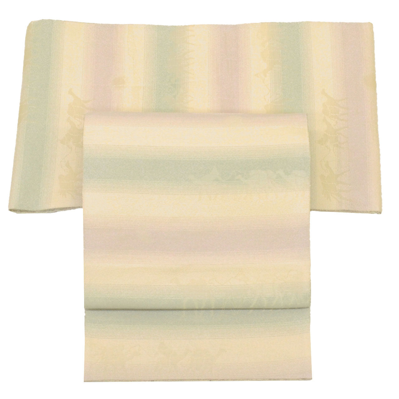Vintage Japanese Obi | Fukuro Obi | White Pink Silver Silk | Stripe | Gold Silver Thread | Reversible | Sustainable | uu1695b
