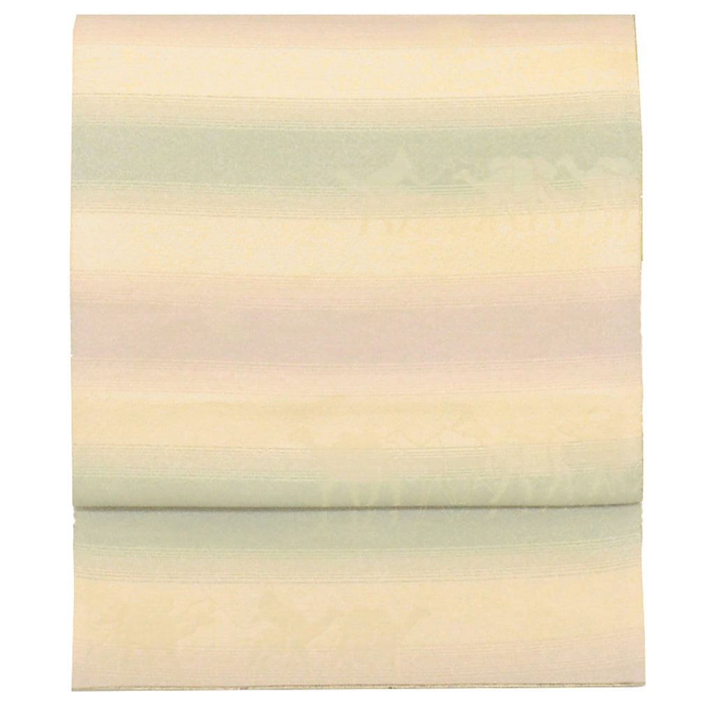 Vintage Japanese Obi | Fukuro Obi | White Pink Silver Silk | Stripe | Gold Silver Thread | Reversible | Sustainable | uu1695b