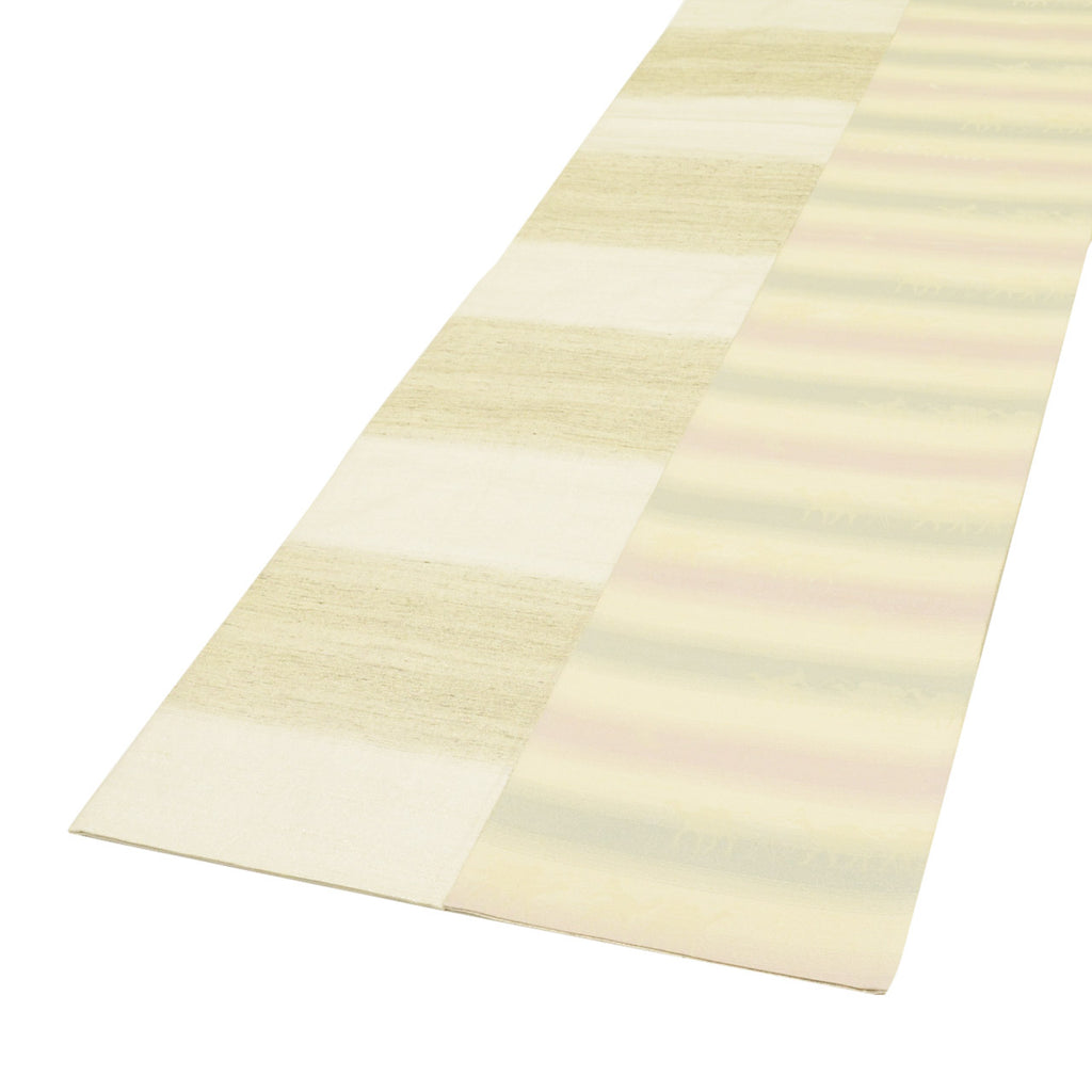 Vintage Japanese Obi | Fukuro Obi | White Pink Silver Silk | Stripe | Gold Silver Thread | Reversible | Sustainable | uu1695b