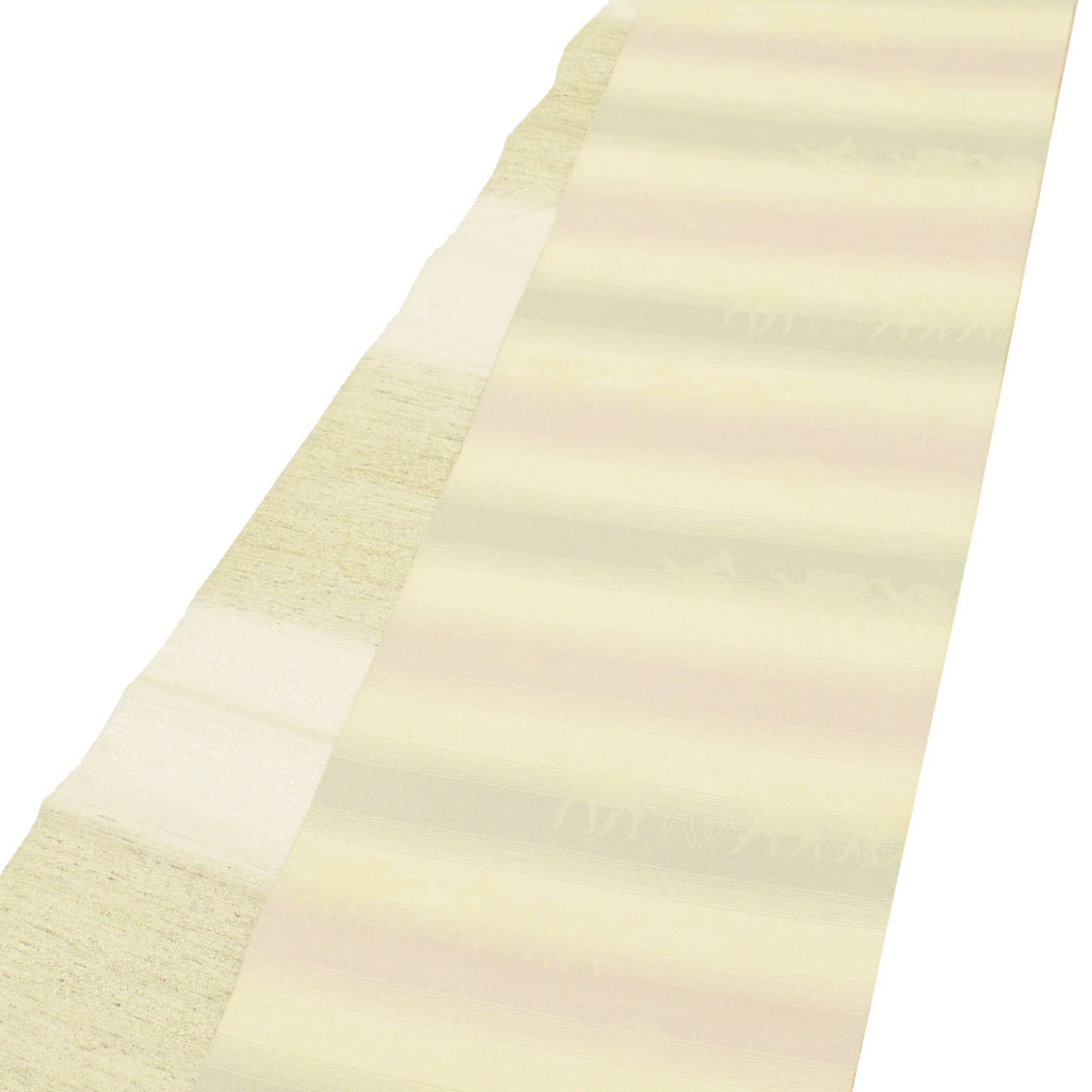 Vintage Japanese Obi | Fukuro Obi | White Pink Silver Silk | Stripe | Gold Silver Thread | Reversible | Sustainable | uu1695b