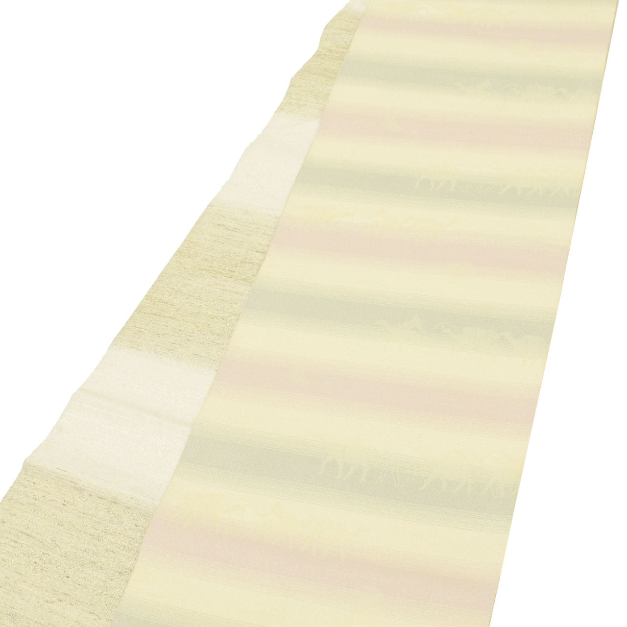 Vintage Japanese Obi | Fukuro Obi | White Pink Silver Silk | Stripe | Gold Silver Thread | Reversible | Sustainable | uu1695b