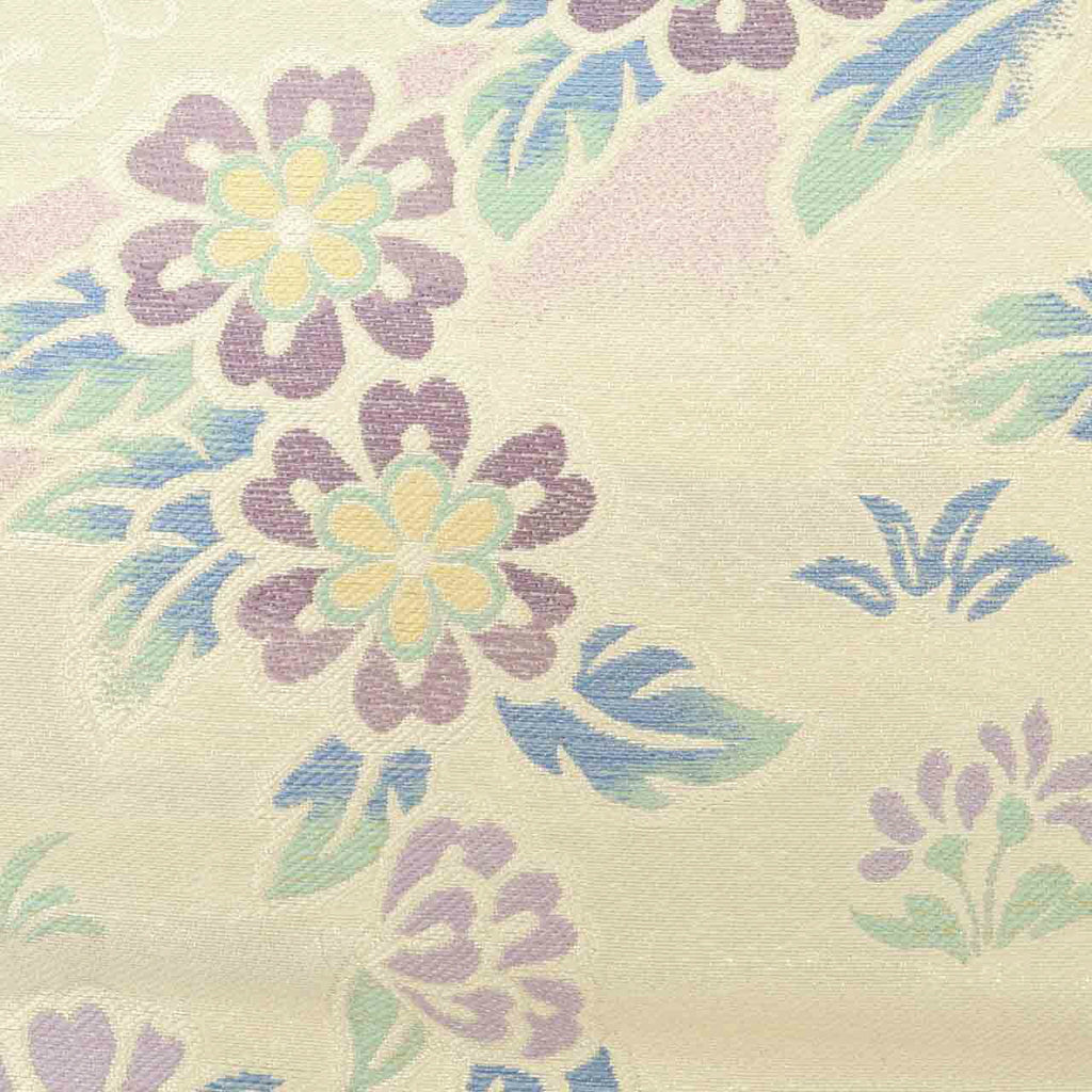 Vintage Japanese Obi | Hon-bukuro Obi | White Silk | Floral Arabesque | Silver Thread | 4-way Style | Excellent | Sustainable | uu1696b