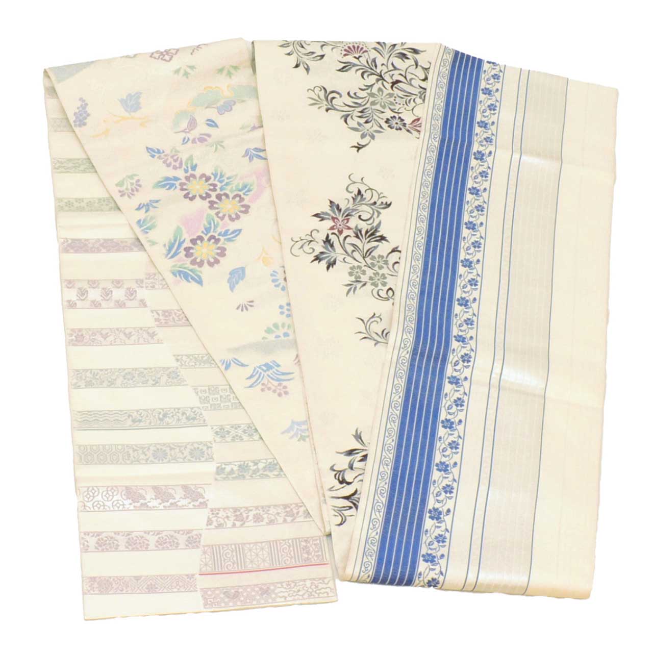 Vintage Japanese Obi | Hon-bukuro Obi | White Silk | Floral Arabesque | Silver Thread | 4-way Style | Excellent | Sustainable | uu1696b