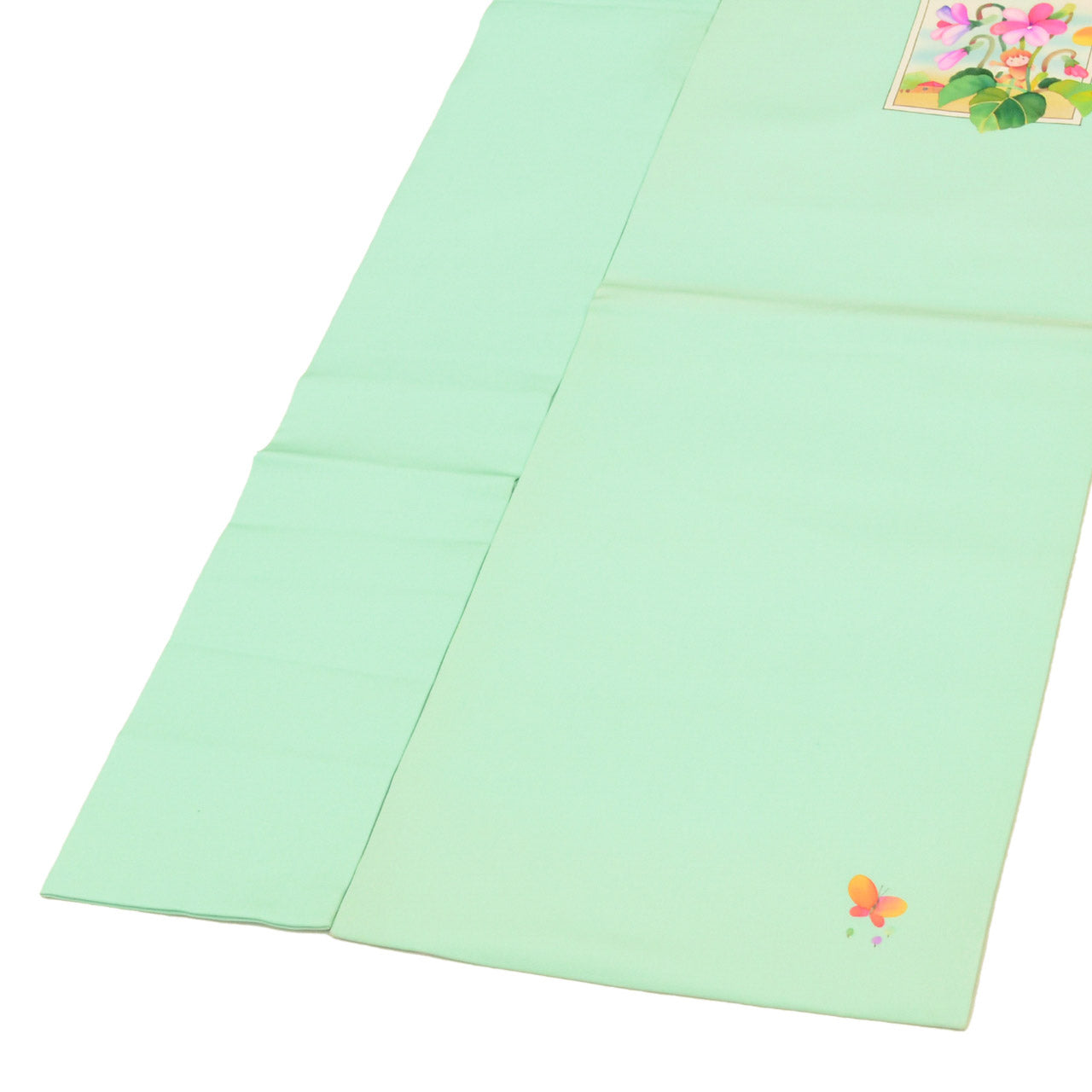 Vintage Japanese Obi | Nagoya Obi | Green Silk Habutae | Fairy Floral | Dye-painted | Casual | Sustainable | uu1702b