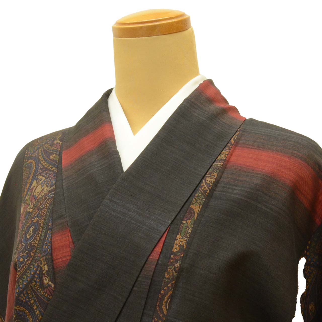 Vintage Japanese Kimono | Tsumugi | Black Silk | Paisley Pattern | Size M | Sustainable | uu1707b