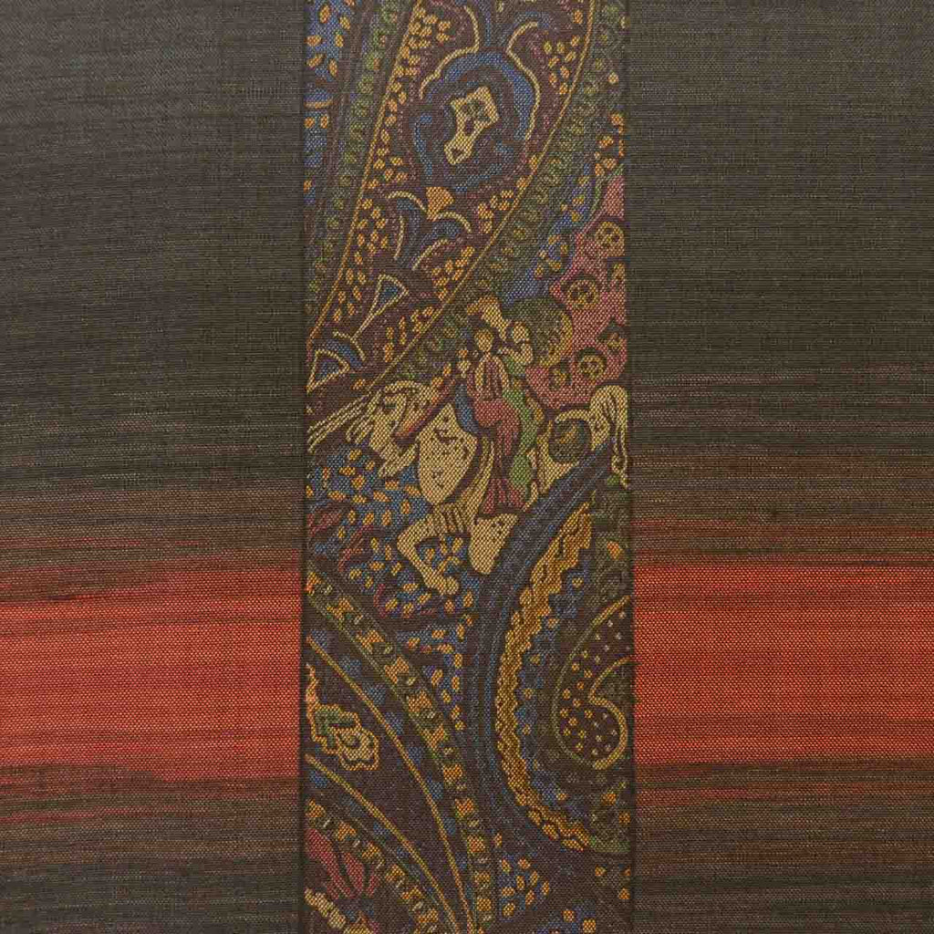 Vintage Japanese Kimono | Tsumugi | Black Silk | Paisley Pattern | Size M | Sustainable | uu1707b